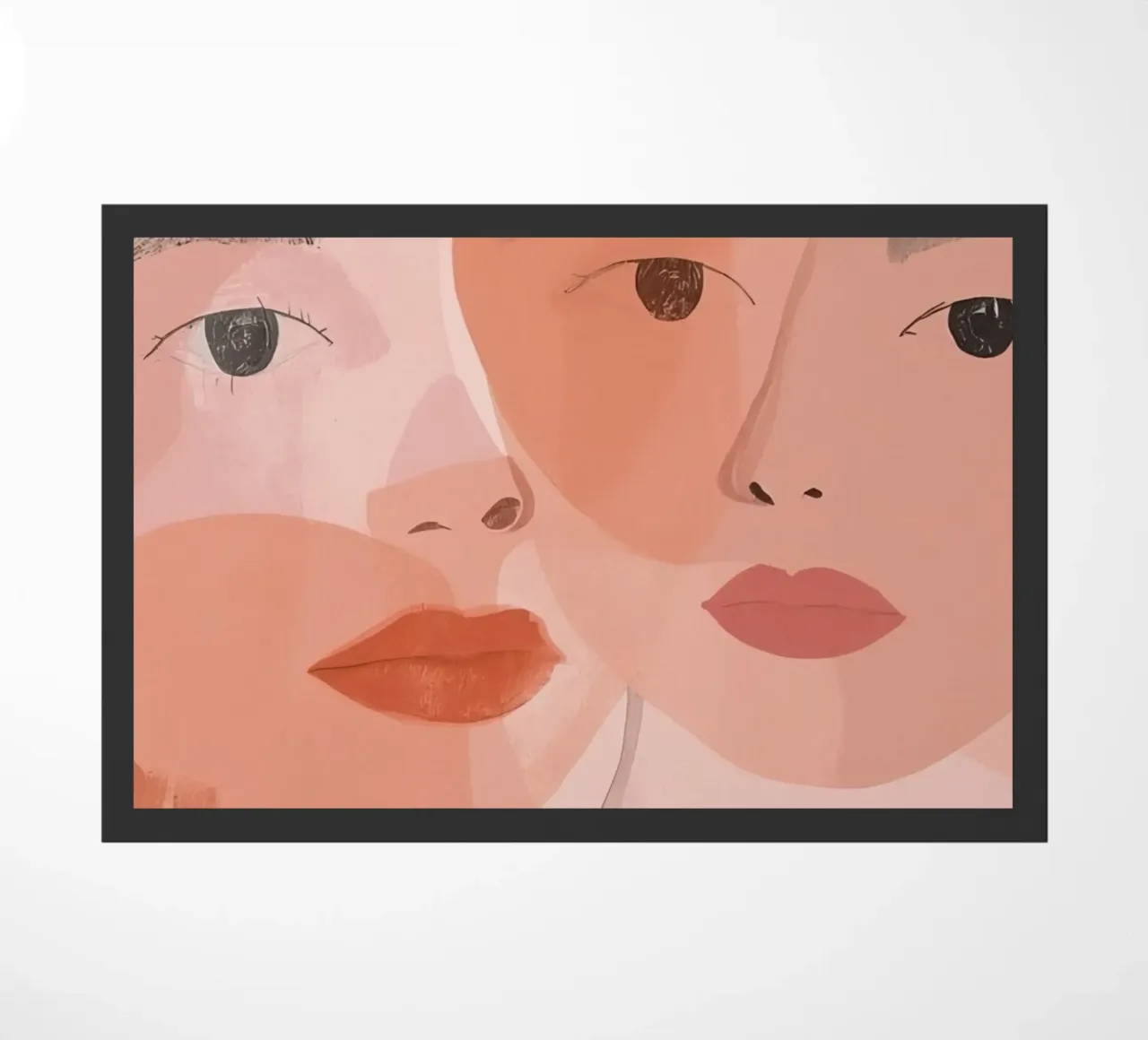 Tre volti sovrapposti in rosa e arancione zerbino da DesignDoodle