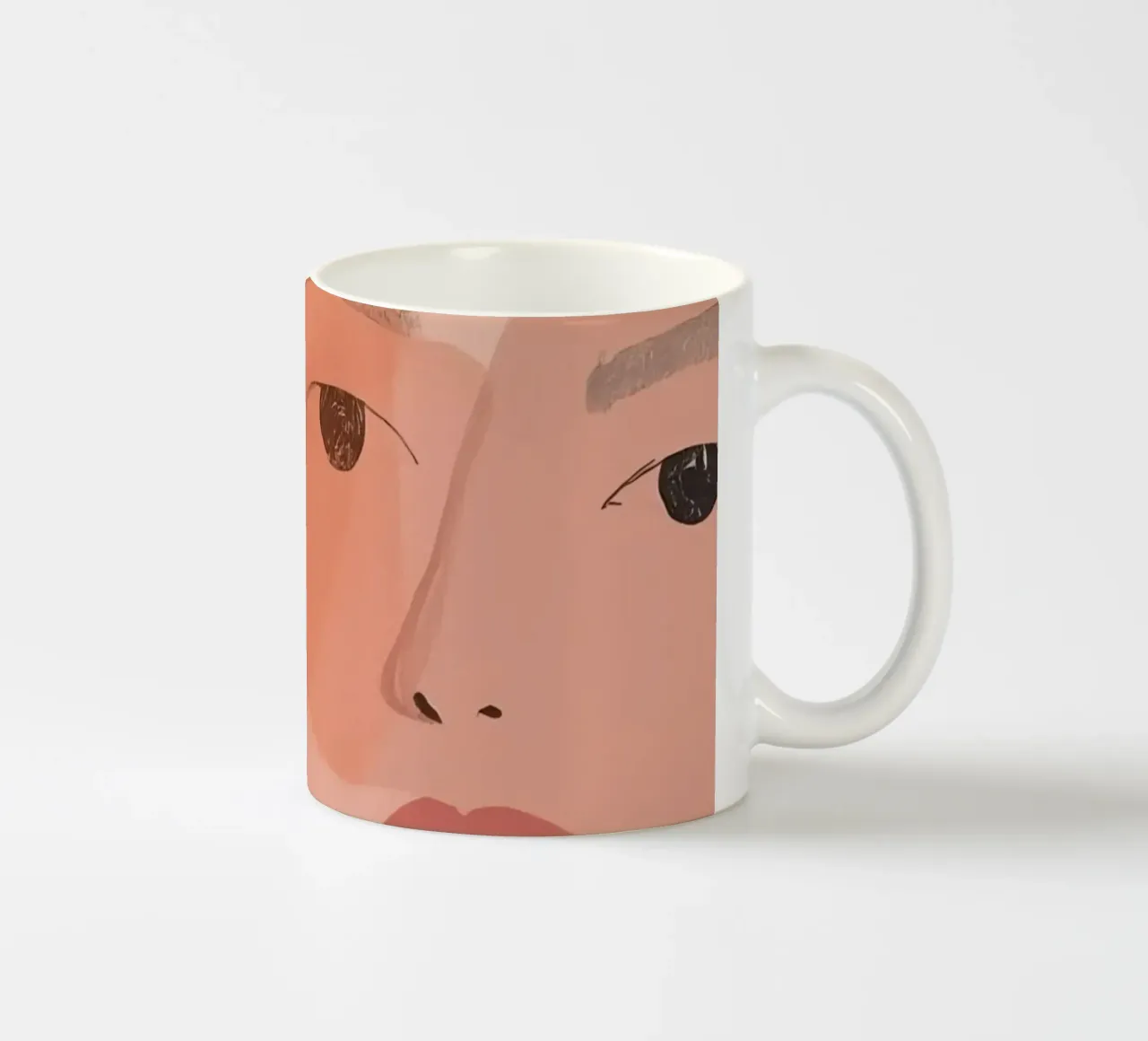 Tre volti sovrapposti in rosa e arancione tazza in ceramica da DesignDoodle