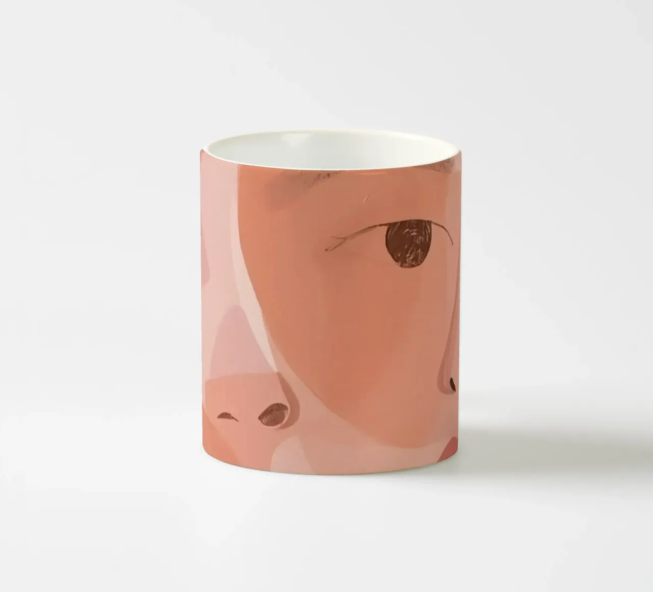 Tre volti sovrapposti in rosa e arancione tazza in ceramica da DesignDoodle