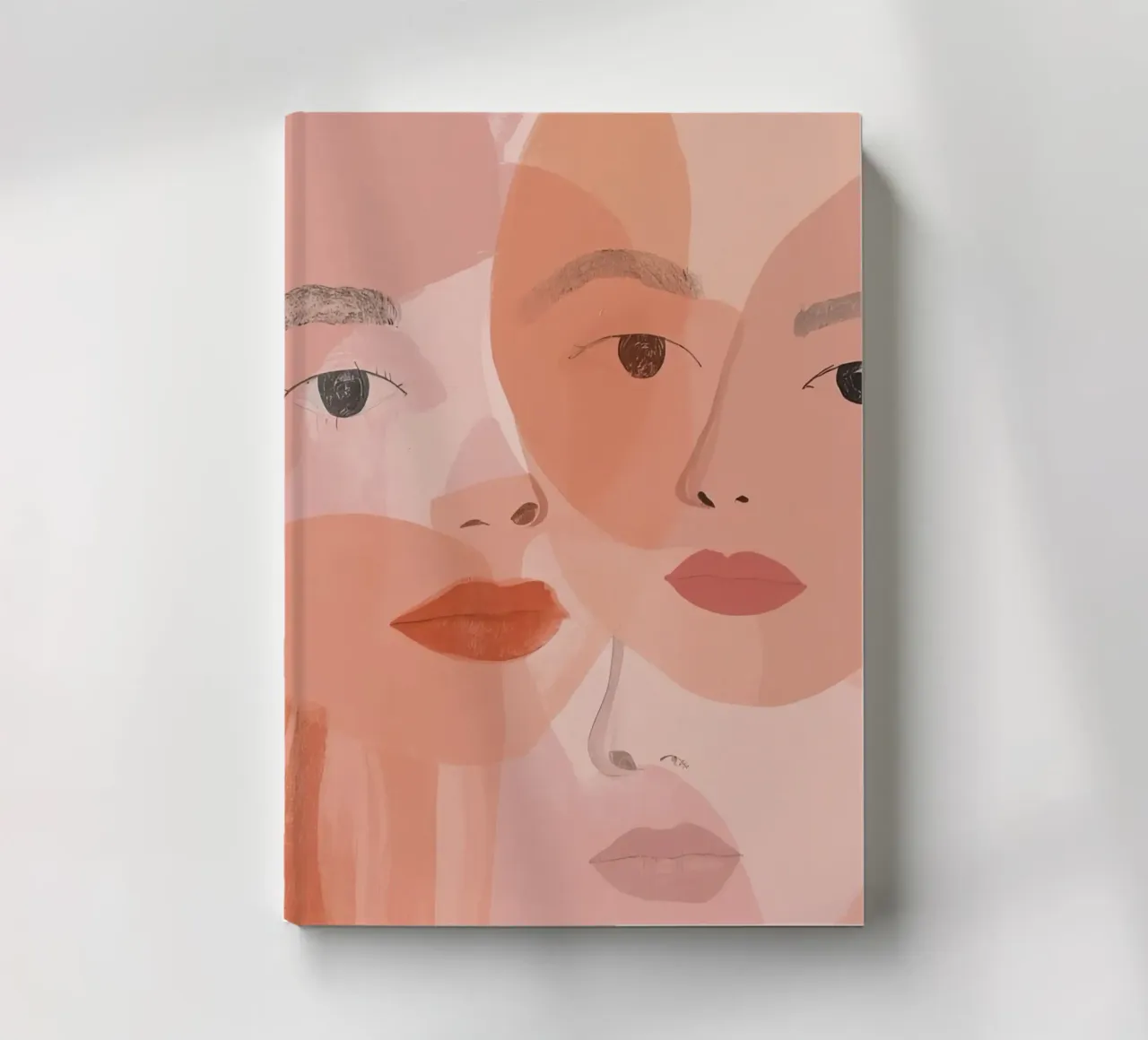 Three Overlapping Faces in Pink and Orange notebook by DesignDoodle