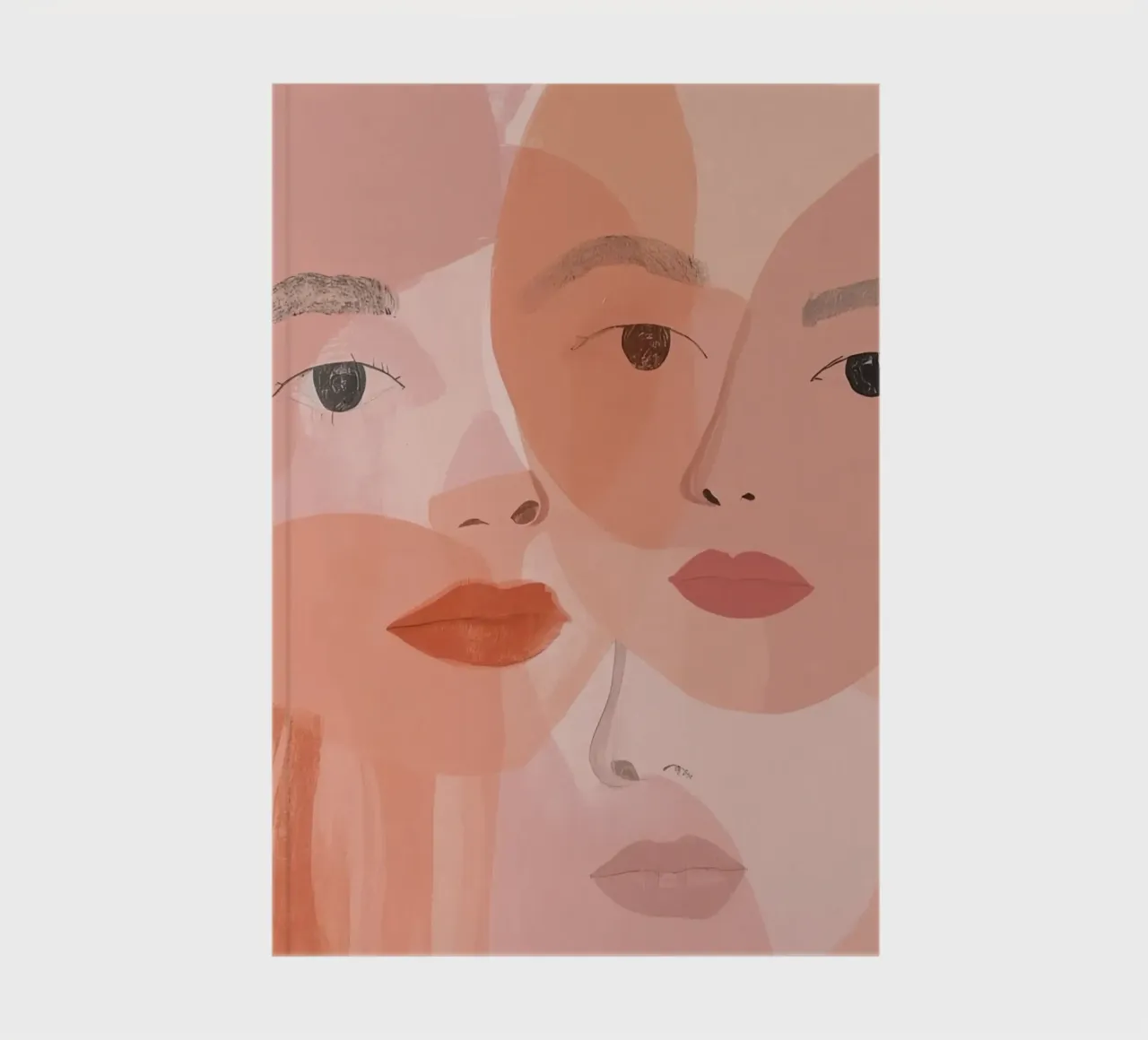 Three Overlapping Faces in Pink and Orange notebook by DesignDoodle