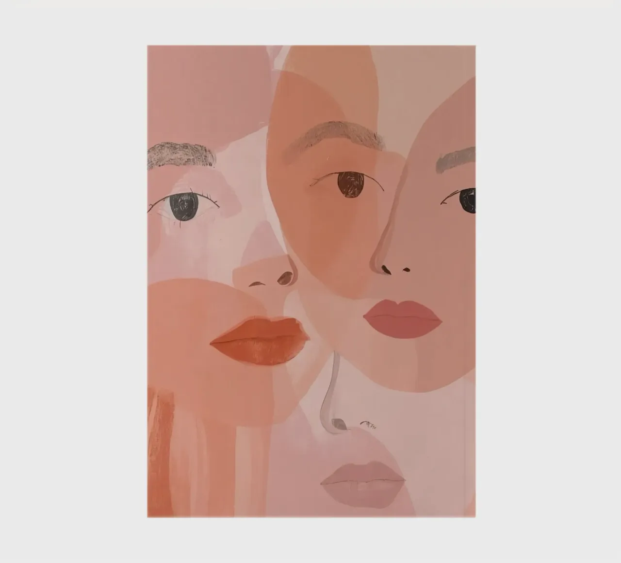 Three Overlapping Faces in Pink and Orange notebook by DesignDoodle