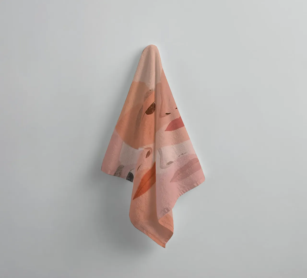Three Overlapping Faces in Pink and Orange towel by DesignDoodle