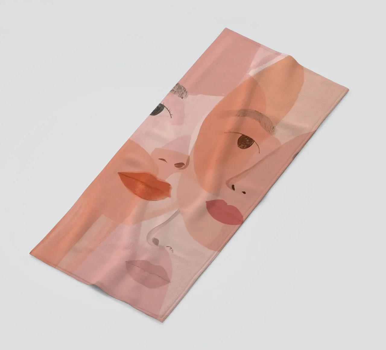 Tre volti sovrapposti in rosa e arancione telo mare da DesignDoodle