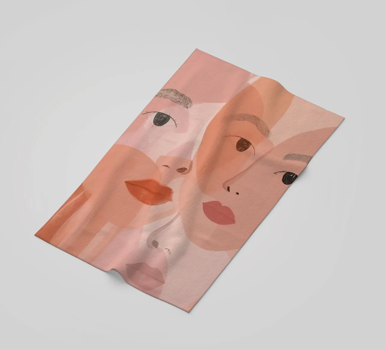 Tre volti sovrapposti in rosa e arancione telo mare da DesignDoodle