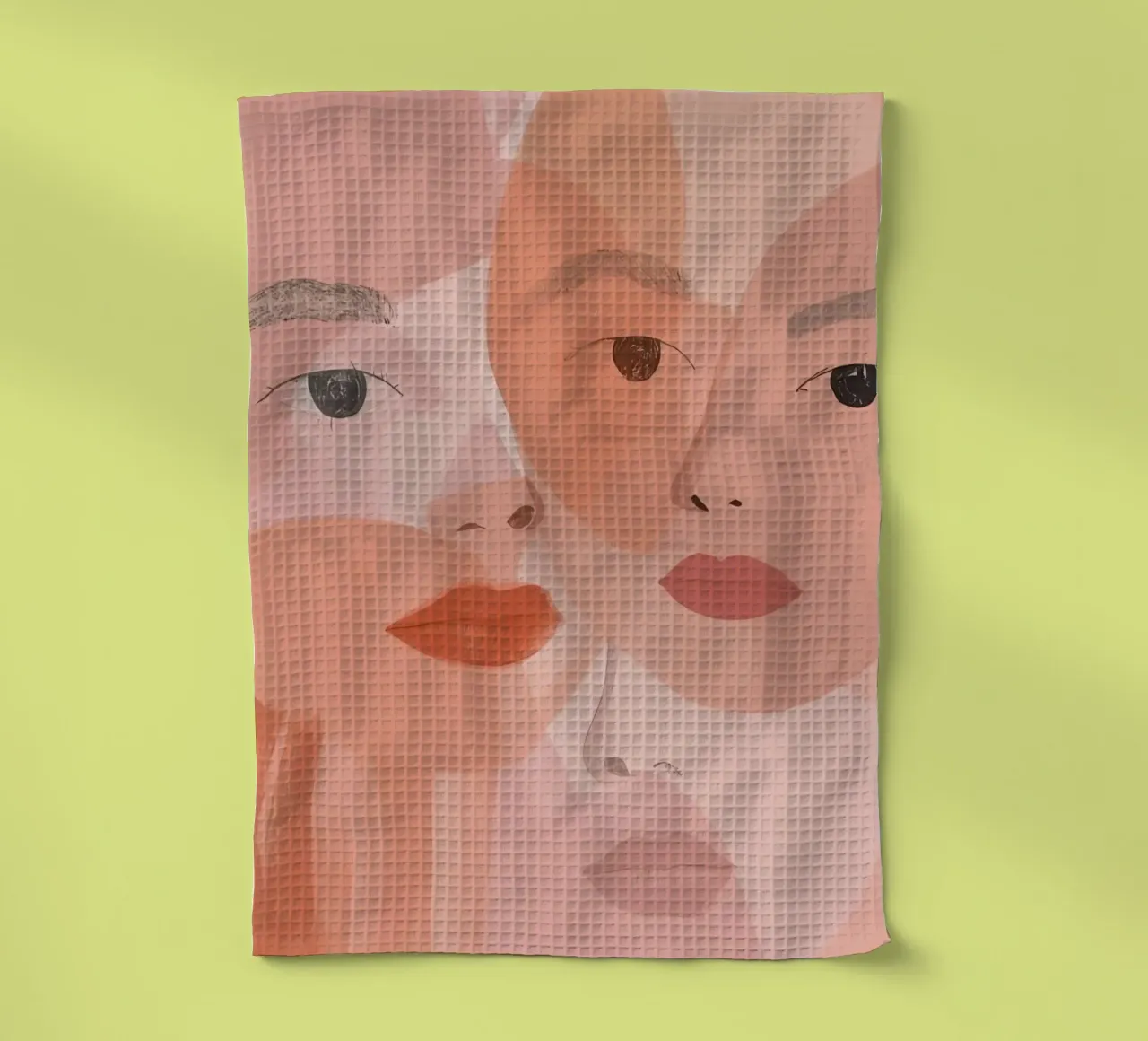 Tre volti sovrapposti in rosa e arancione canovaccio da cucina da DesignDoodle