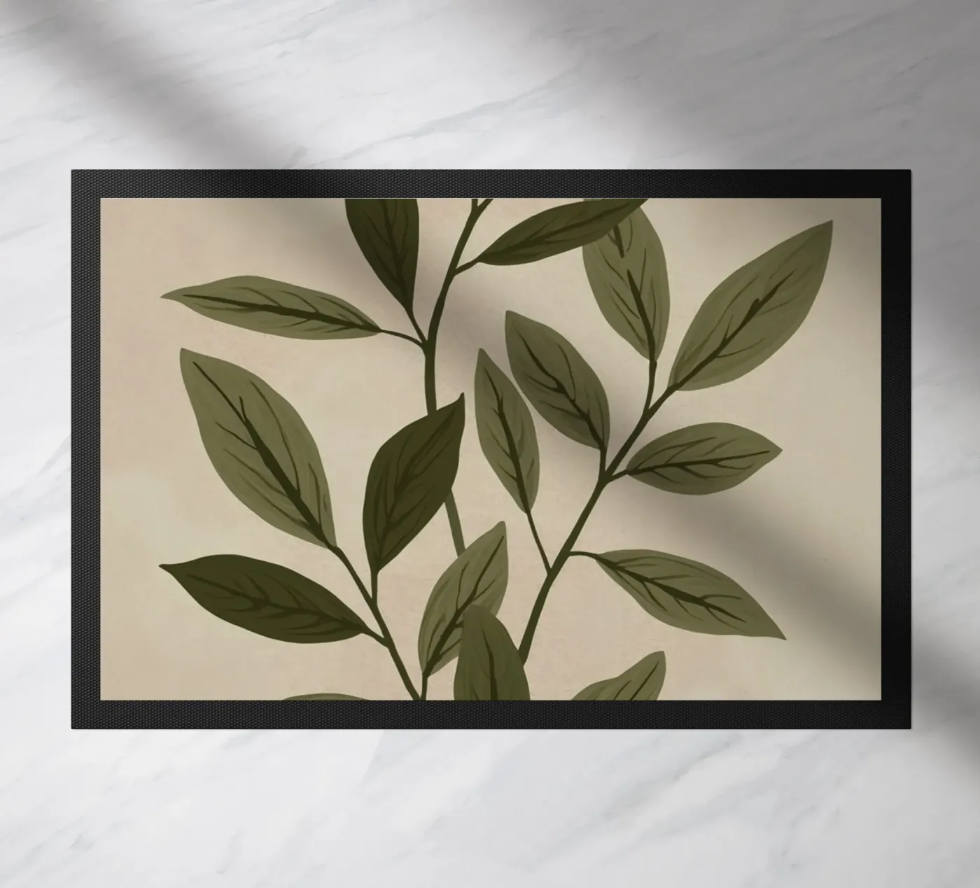 Two Green Leafy Stems doormat by DesignDoodle