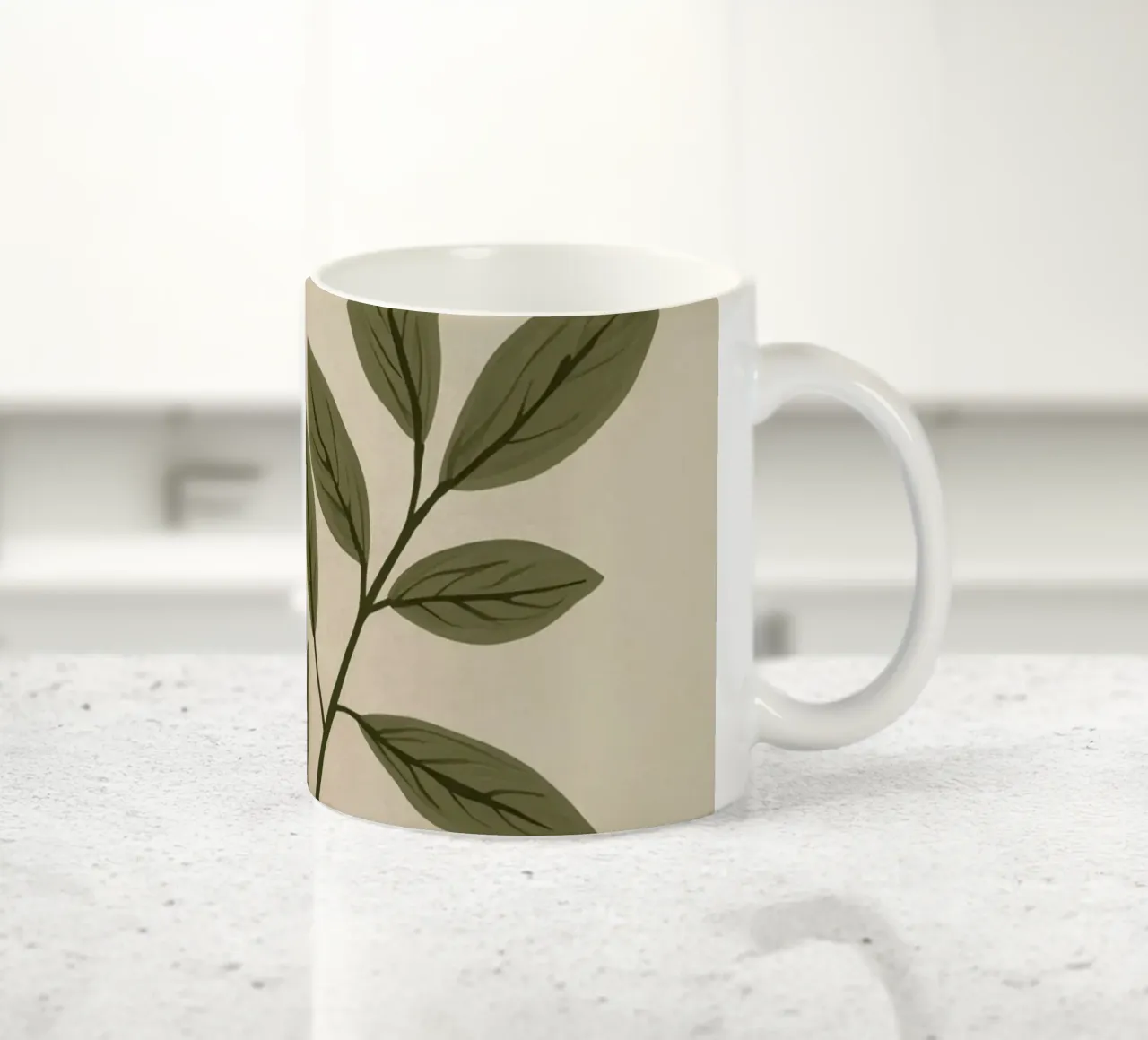Due steli verdi a foglia tazza in ceramica da DesignDoodle