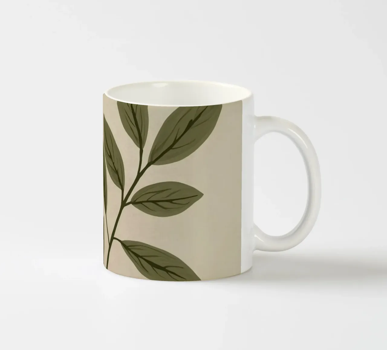 Due steli verdi a foglia tazza in ceramica da DesignDoodle