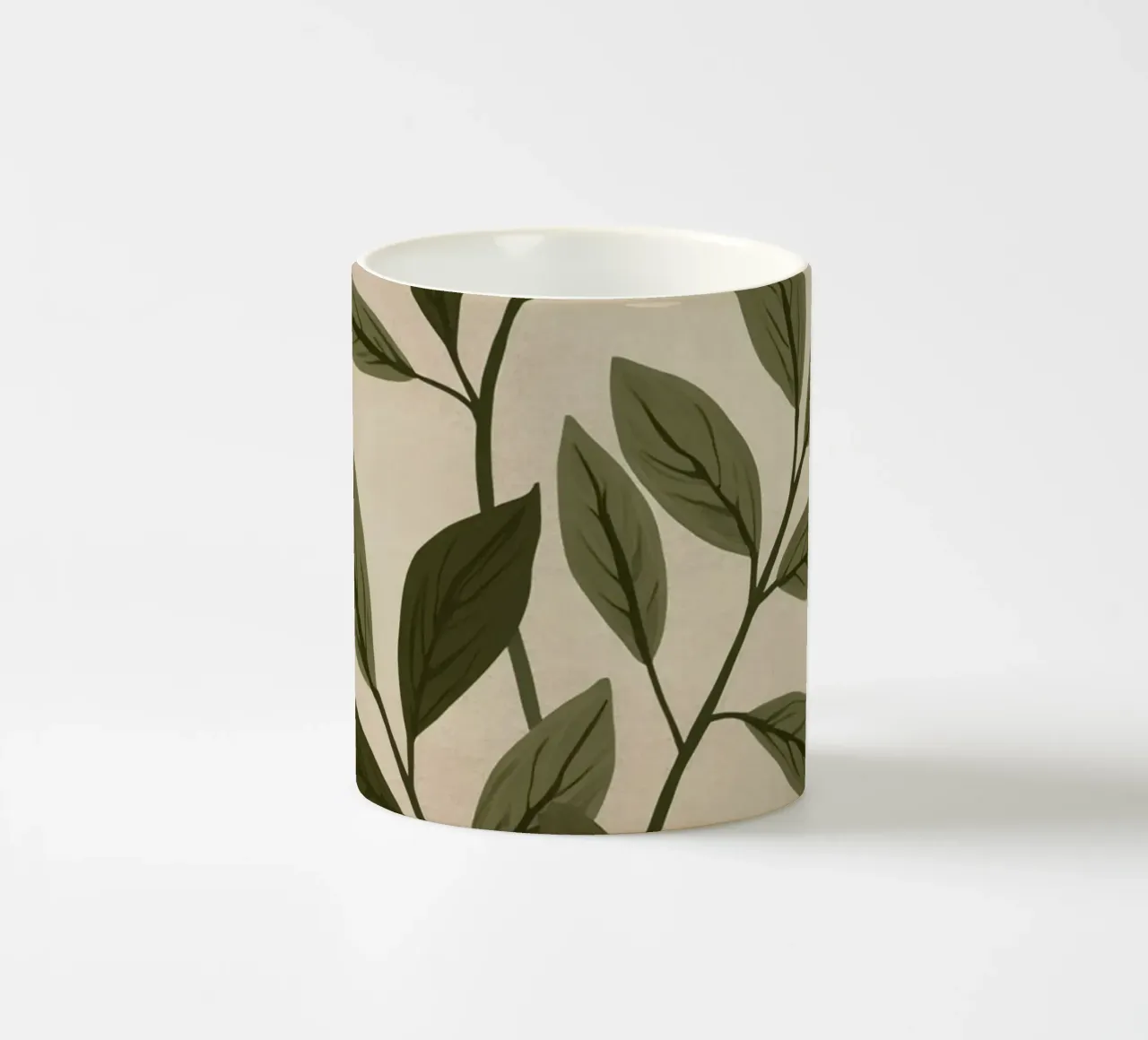 Due steli verdi a foglia tazza in ceramica da DesignDoodle