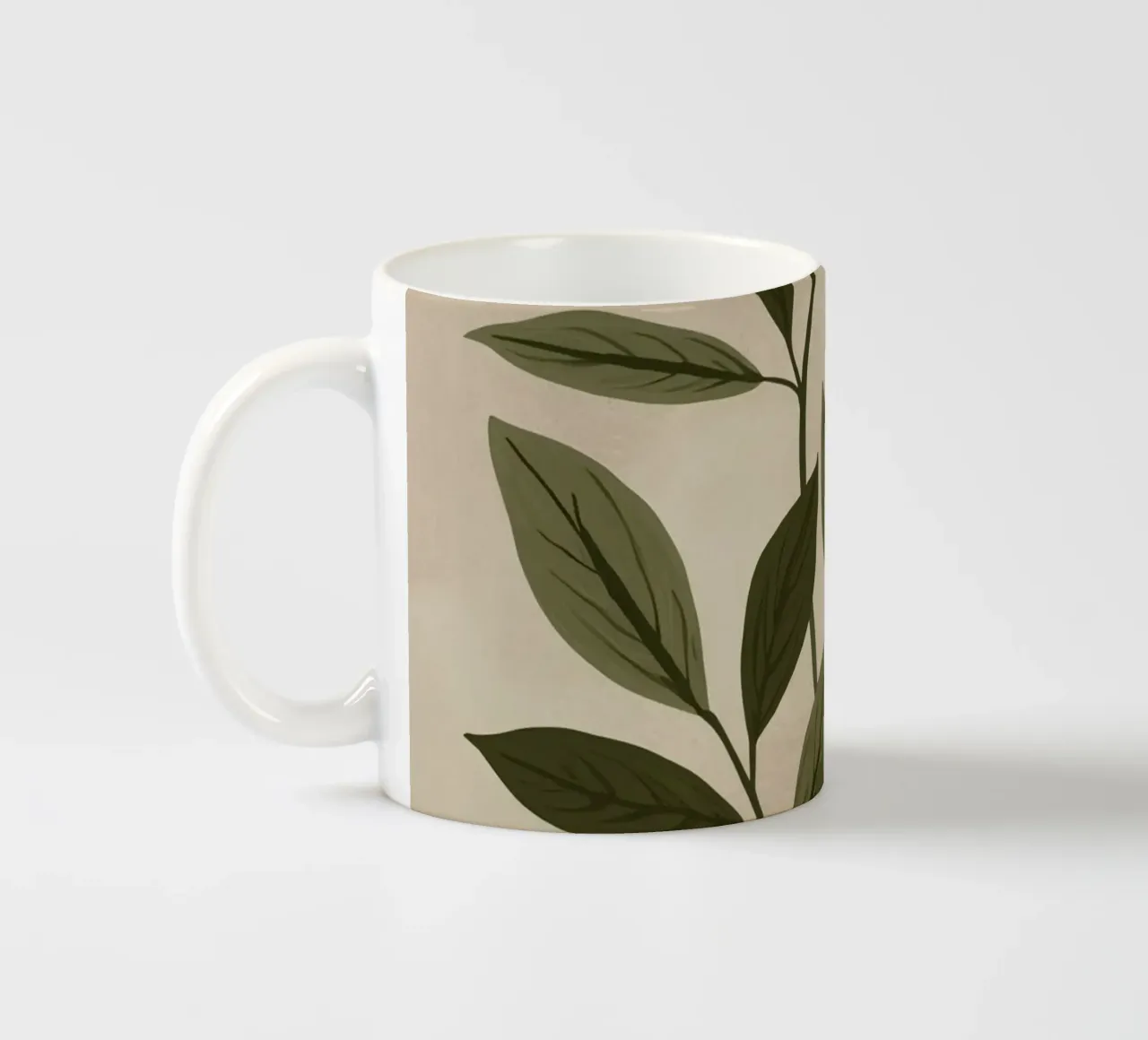 Due steli verdi a foglia tazza in ceramica da DesignDoodle