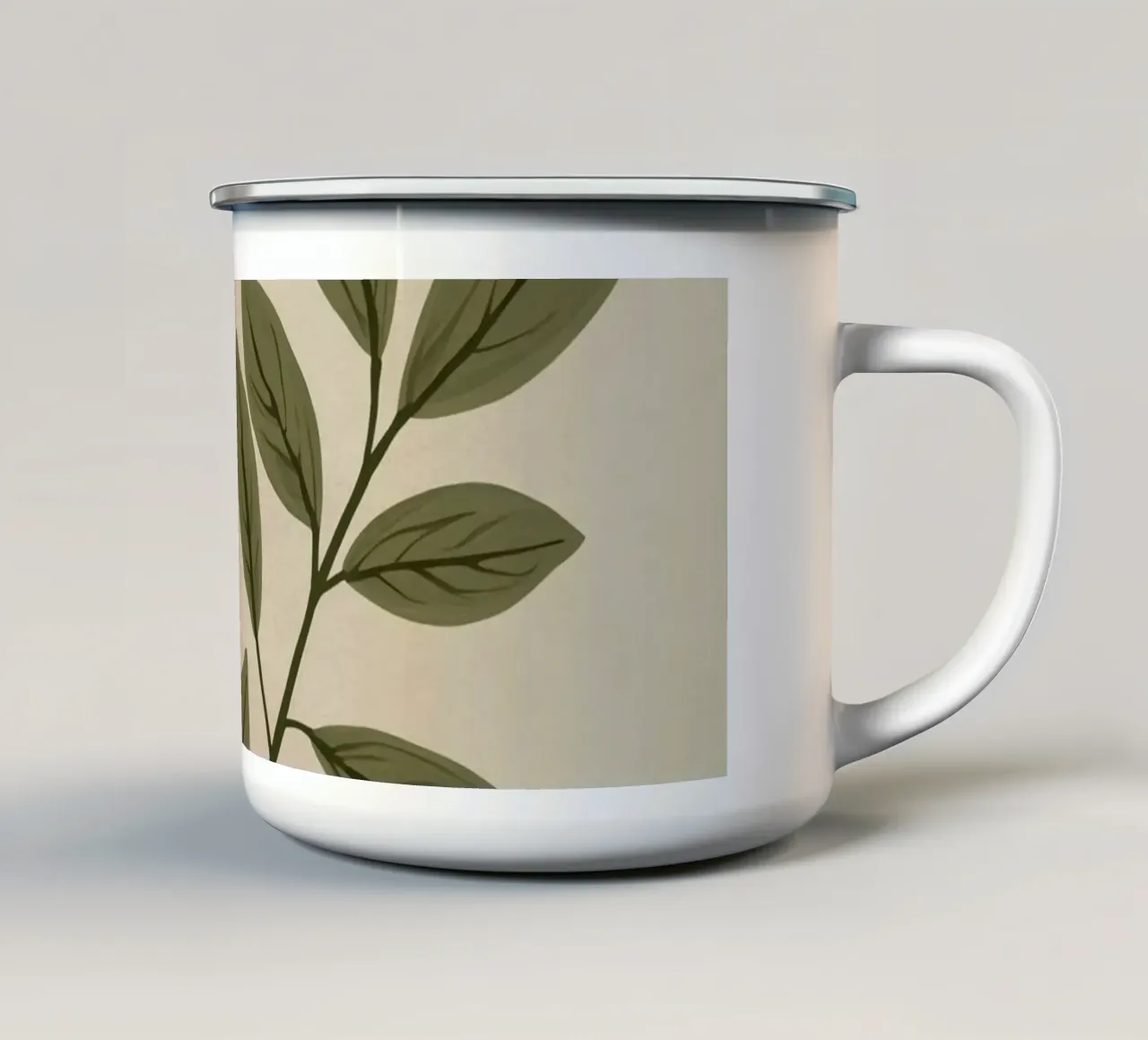 Due steli verdi a foglia tazza in smalto da DesignDoodle
