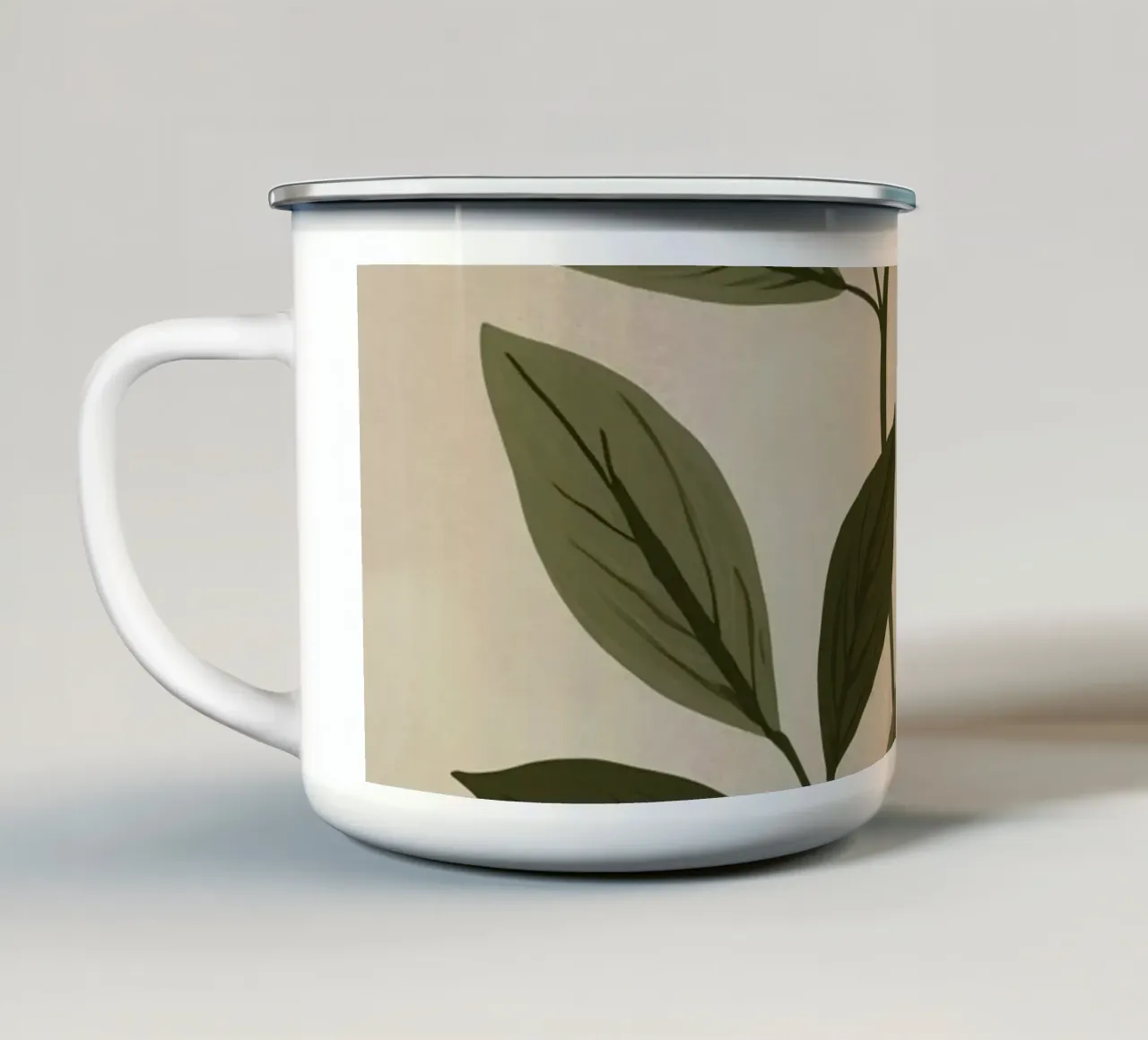 Due steli verdi a foglia tazza in smalto da DesignDoodle