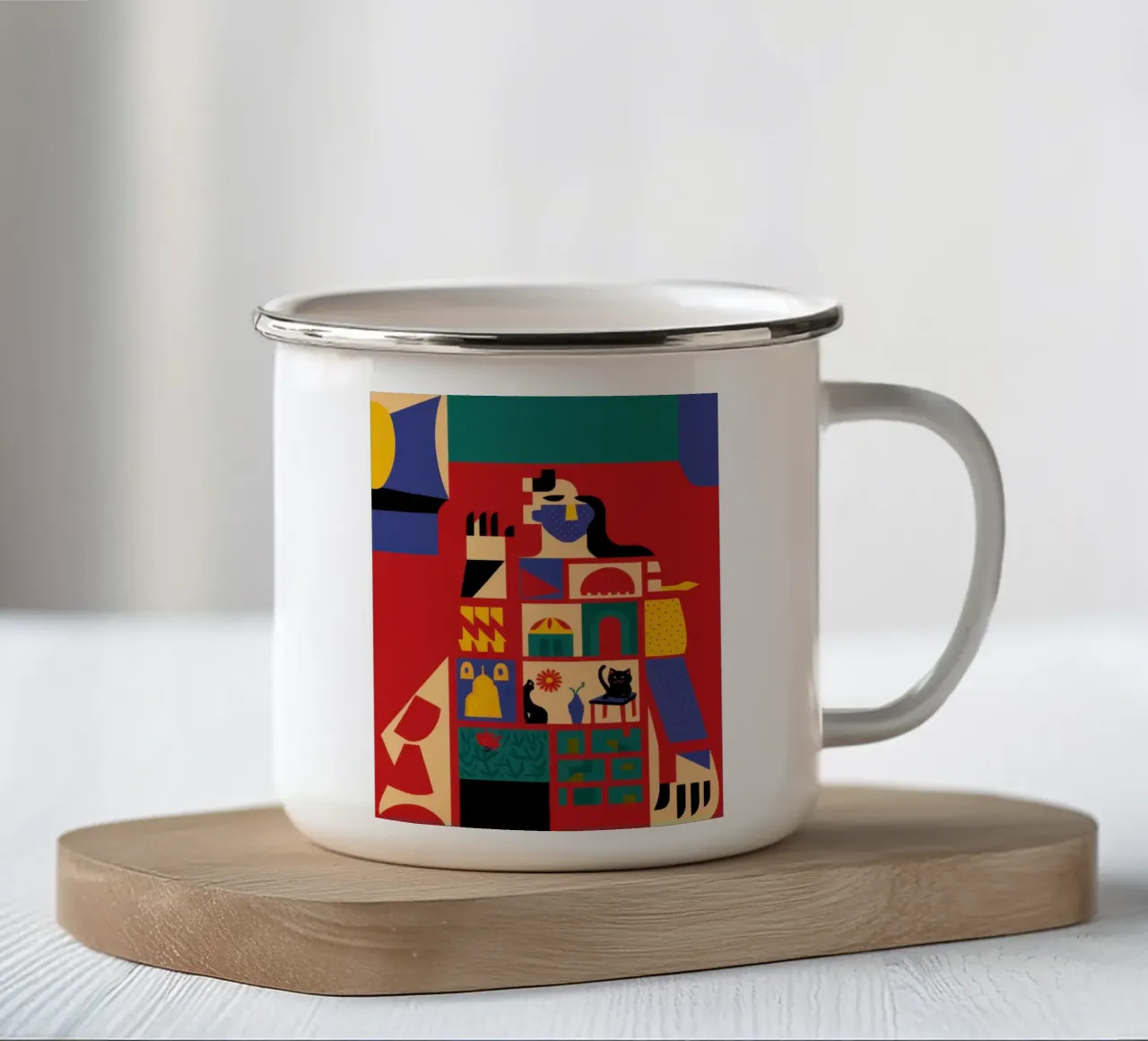 Totem urbano astratto tazza in smalto da Snow Mist