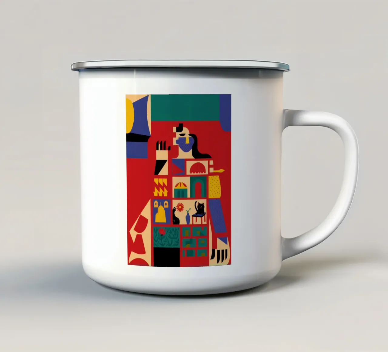 Totem urbano astratto tazza in smalto da Snow Mist