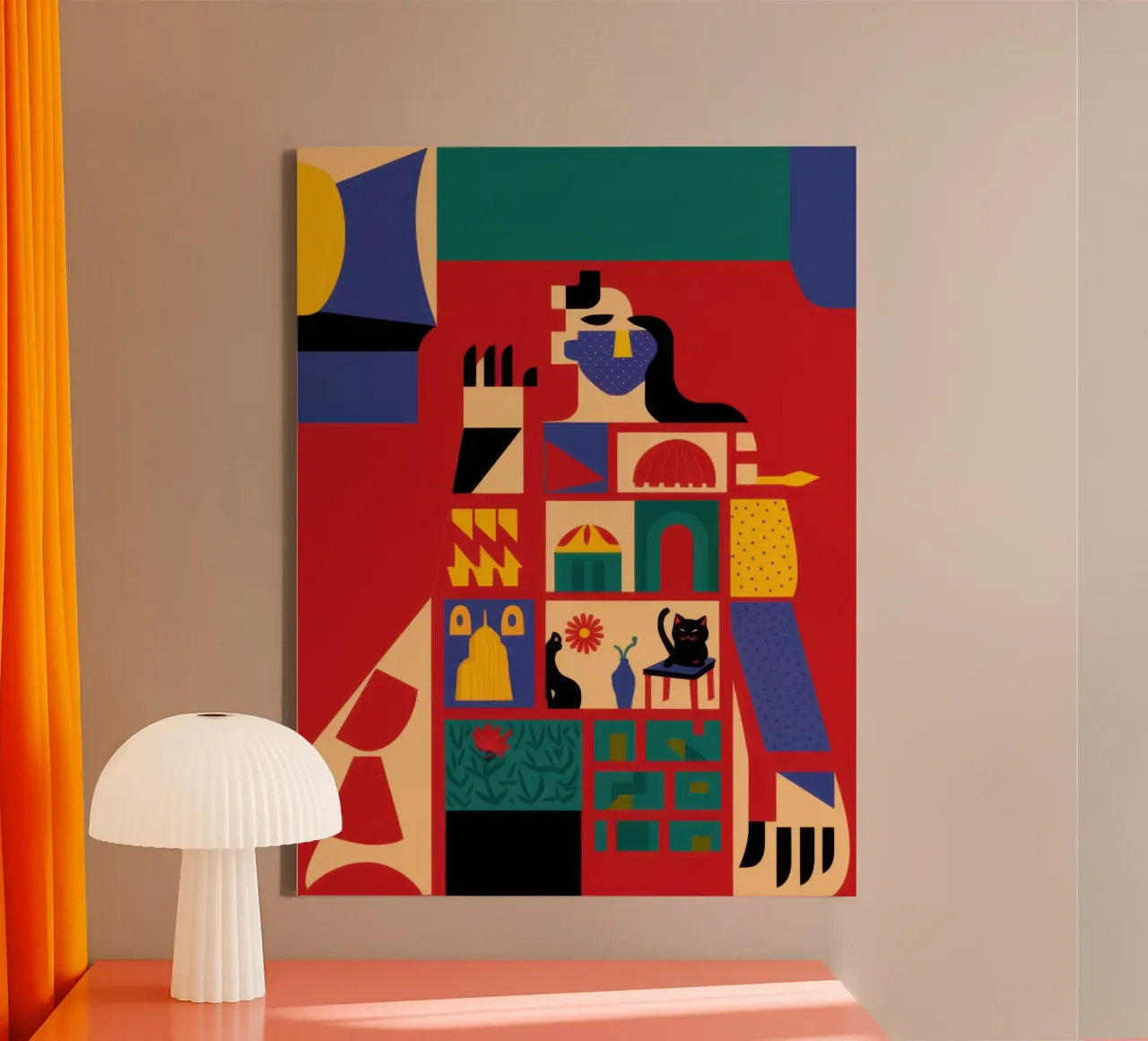 Abstracte stedelijke totem canvas met Baklijst van Snow Mist