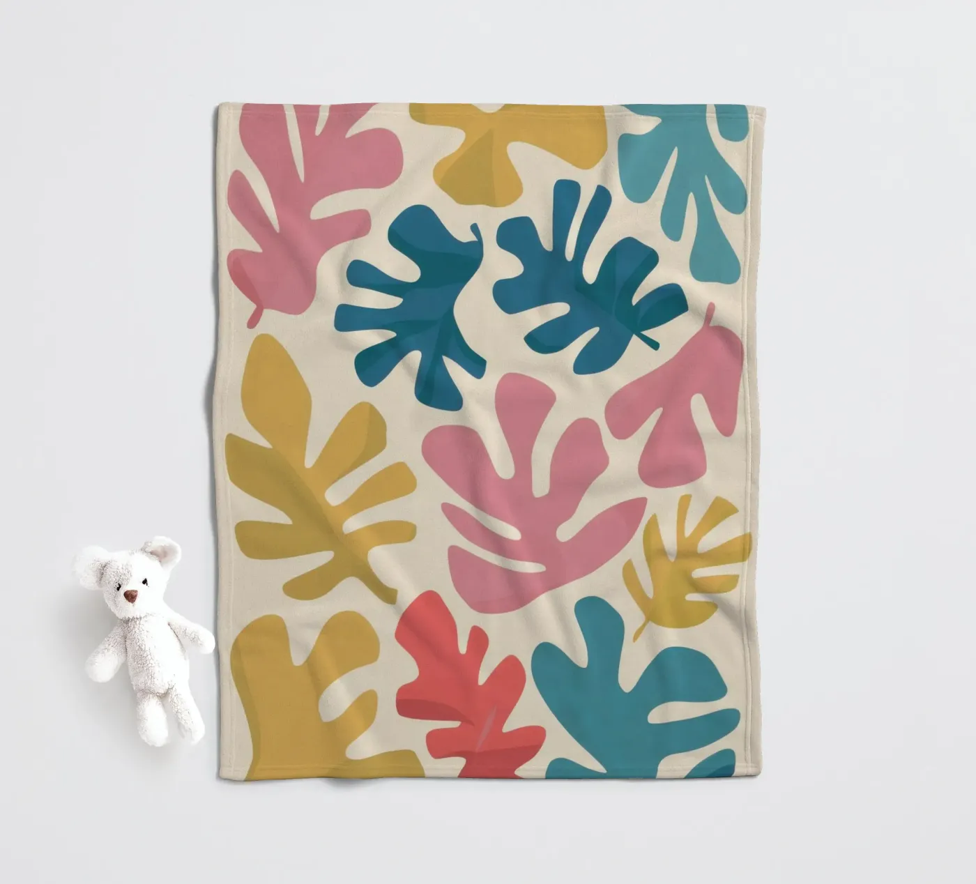 Matisse-Blatt-Formen Fleecedecke von Snow Mist