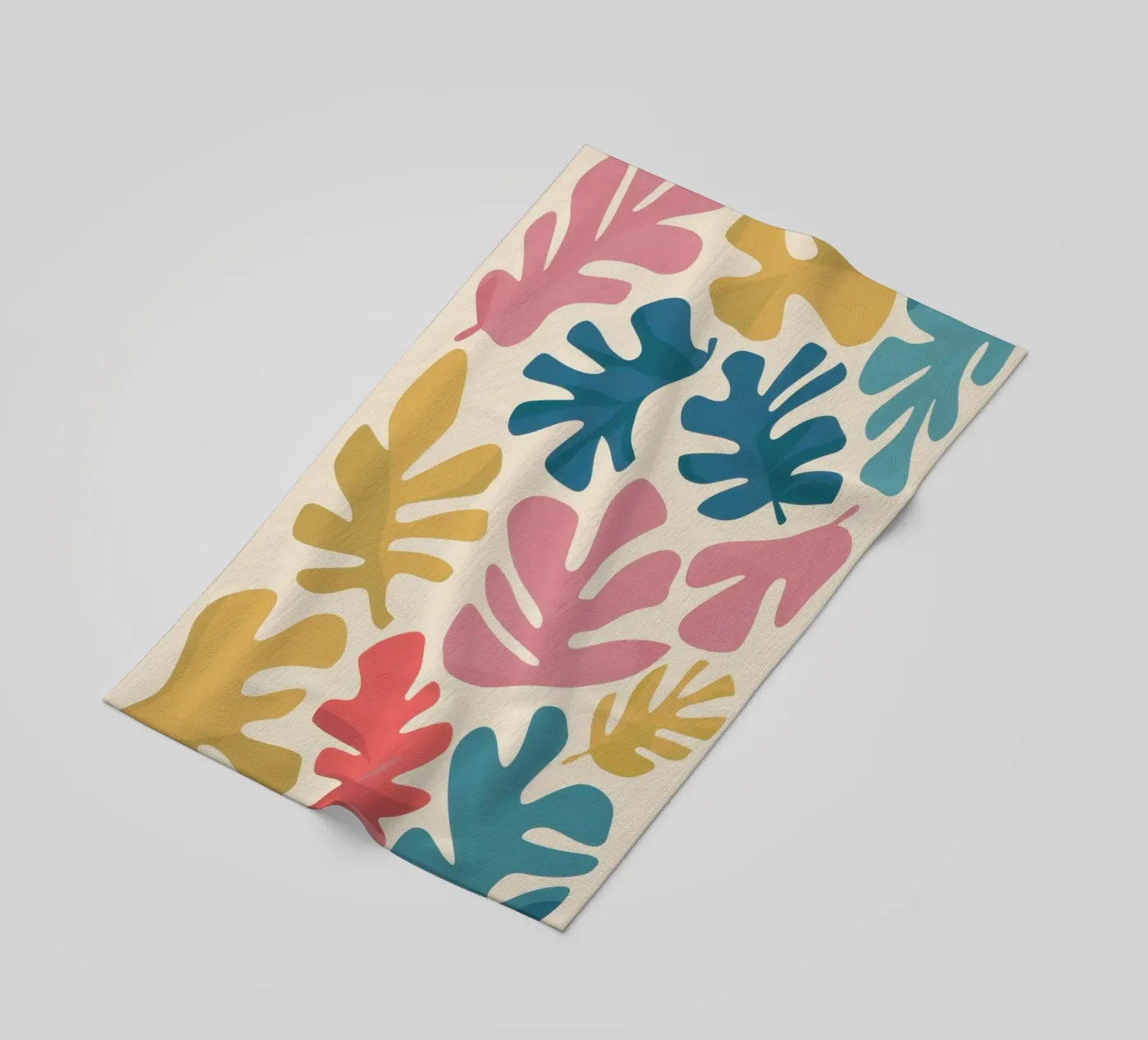Forme di foglie di Matisse telo mare da Snow Mist