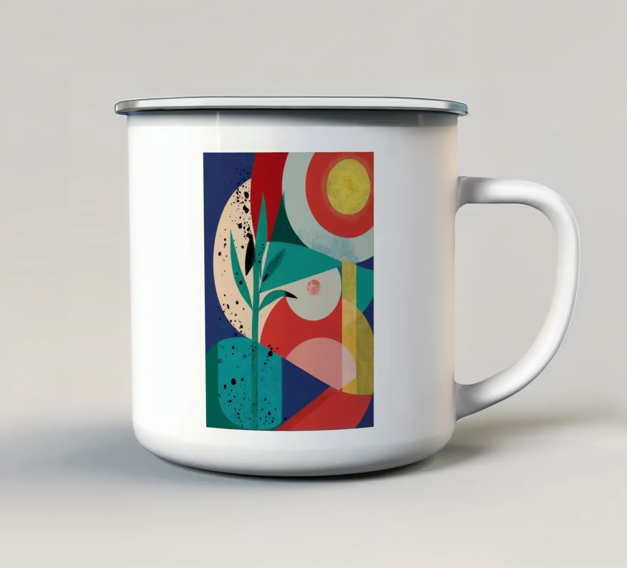 Forme astratte ritmiche tazza in smalto da Bara Suara