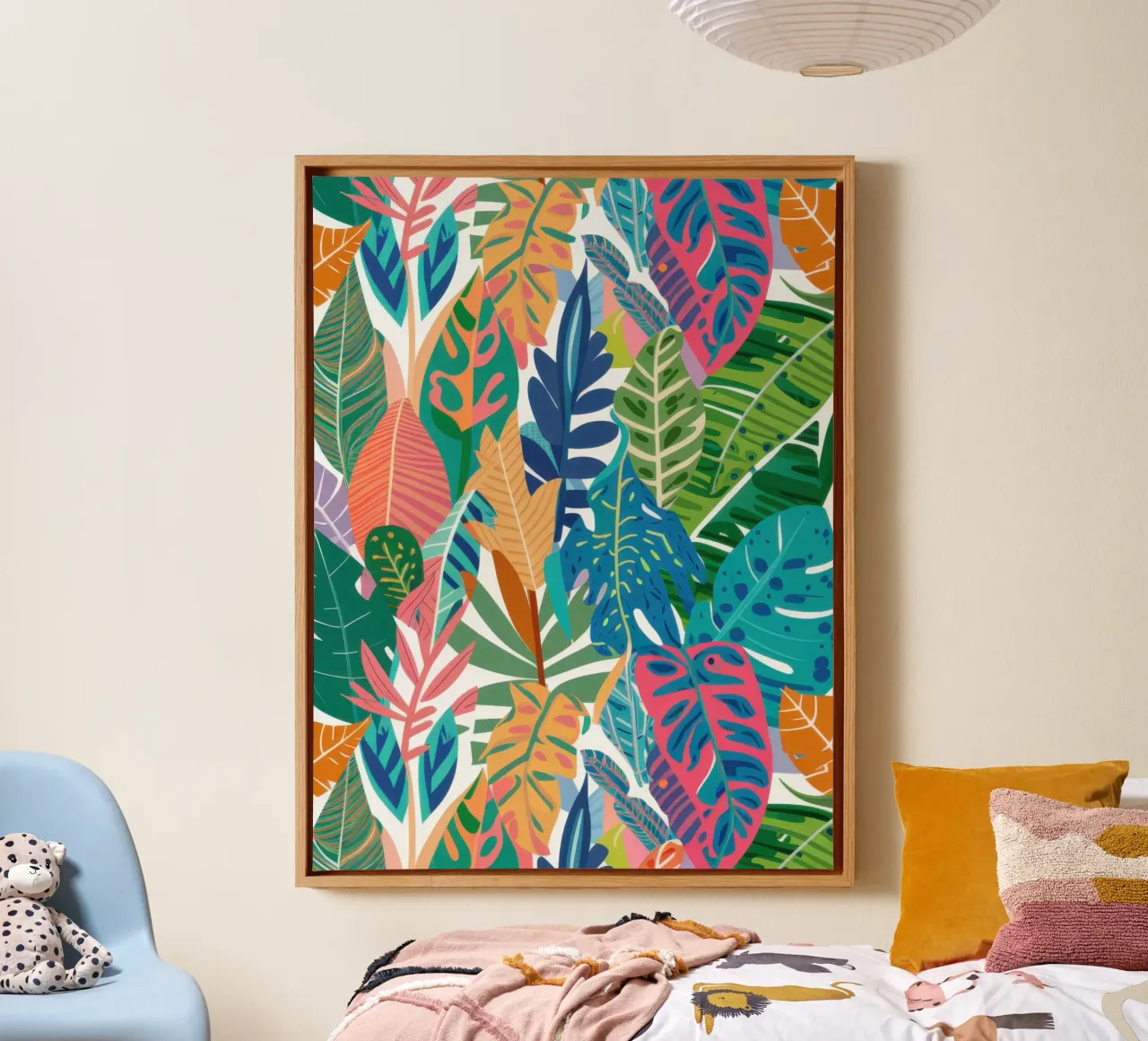 Mandarijn Blad Weven canvas met Baklijst van Snow Mist