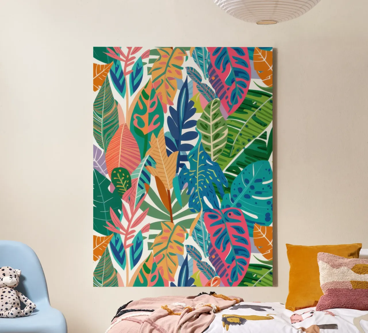 Mandarijn Blad Weven canvas met Baklijst van Snow Mist
