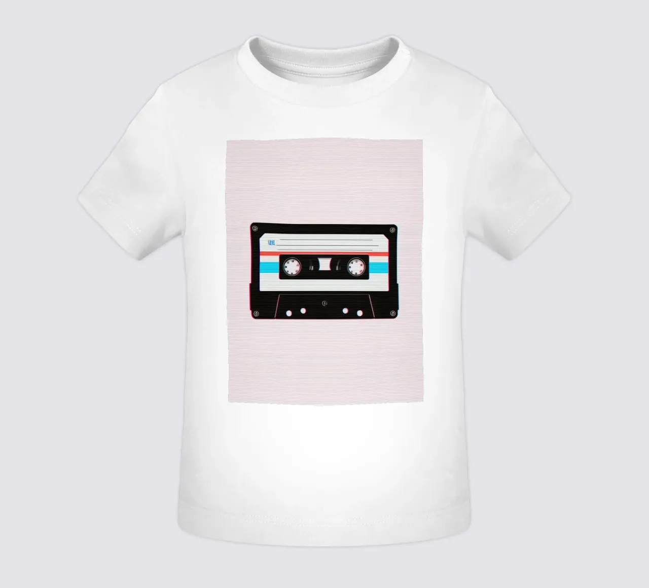 Nastro a cassetta con effetto glitch su sfondo a righe maglietta neonato da DesignDoodle