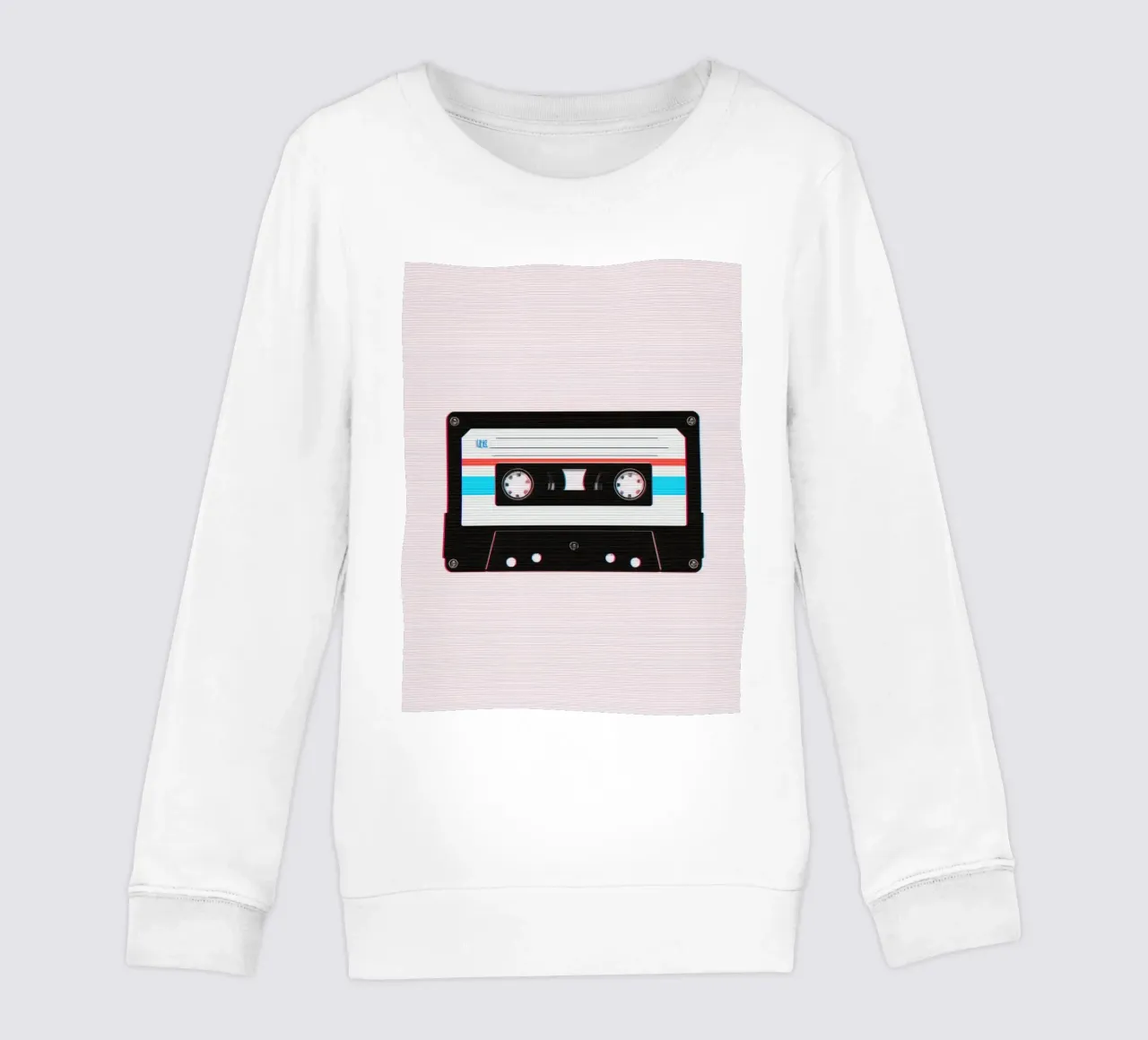 Nastro a cassetta con effetto glitch su sfondo a righe felpa bambino da DesignDoodle