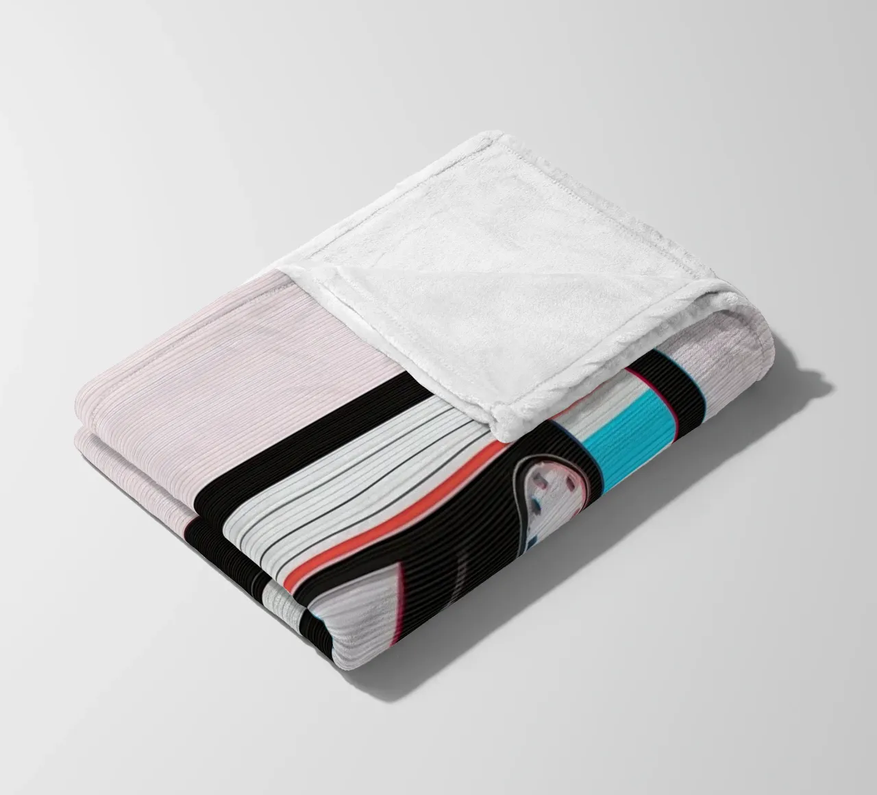 Nastro a cassetta con effetto glitch su sfondo a righe coperta in pile da DesignDoodle