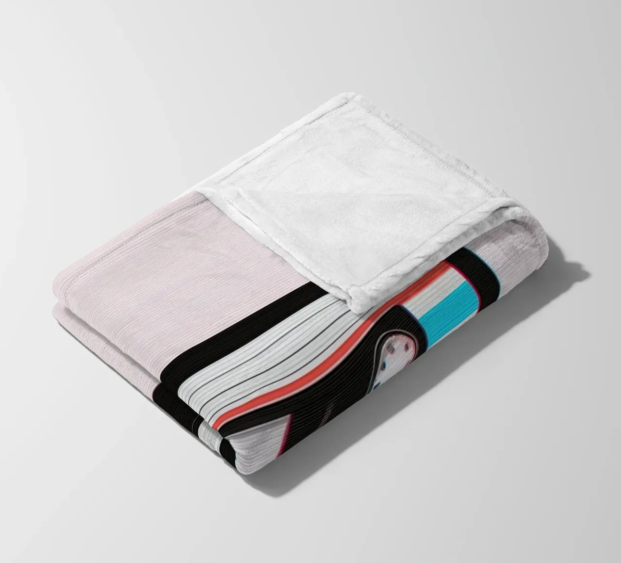 Nastro a cassetta con effetto glitch su sfondo a righe coperta in pile da DesignDoodle