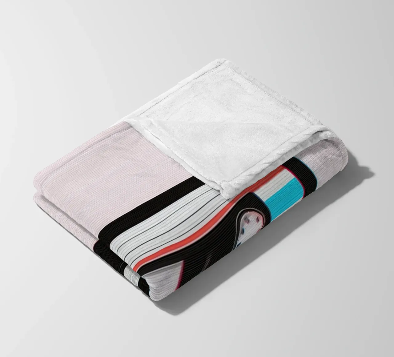 Nastro a cassetta con effetto glitch su sfondo a righe coperta in pile da DesignDoodle
