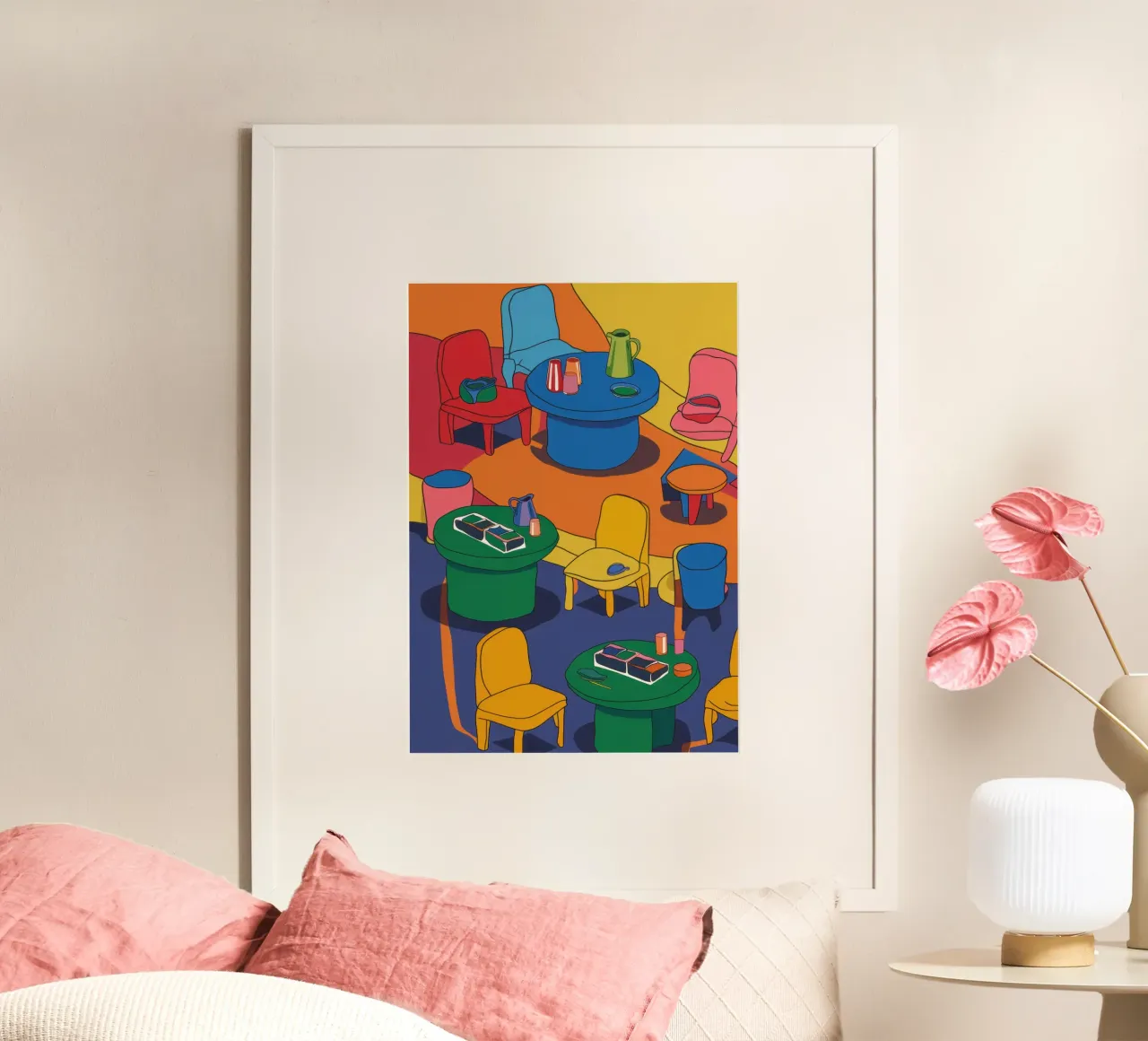 Levendige dinerscène poster van Snow Mist