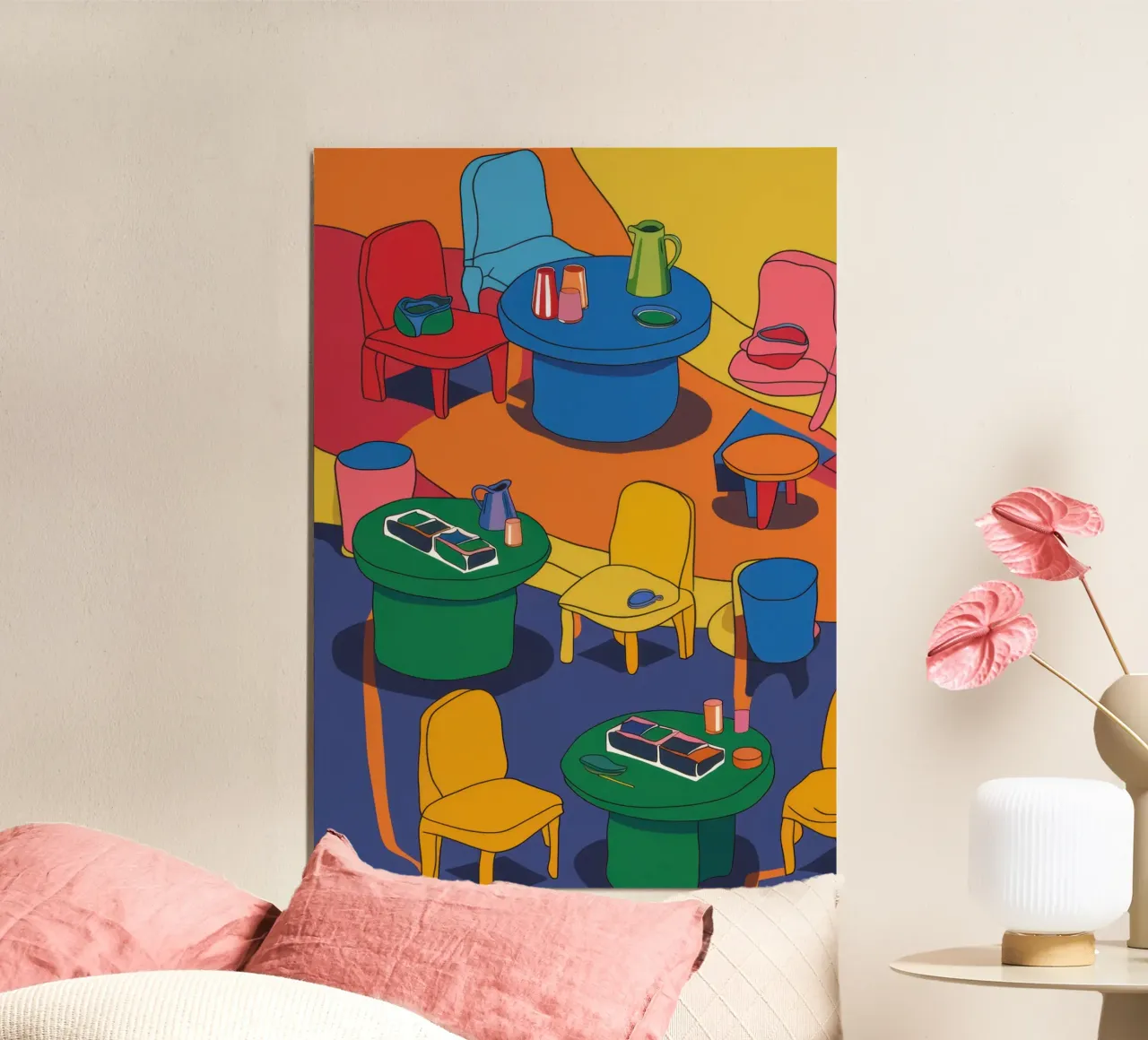 Levendige dinerscène poster van Snow Mist