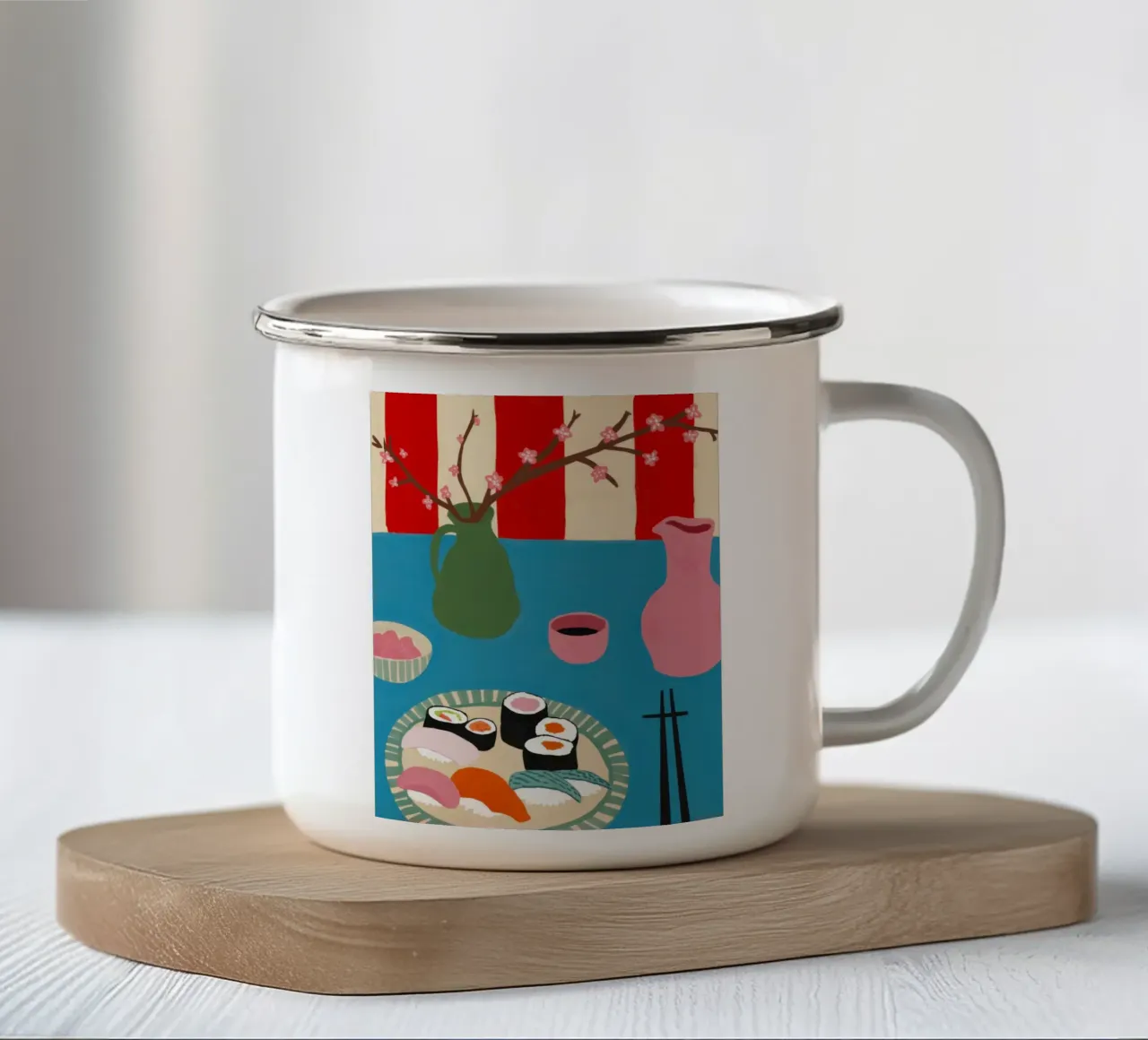 Piatto di sushi moderno tazza in smalto da Snow Mist