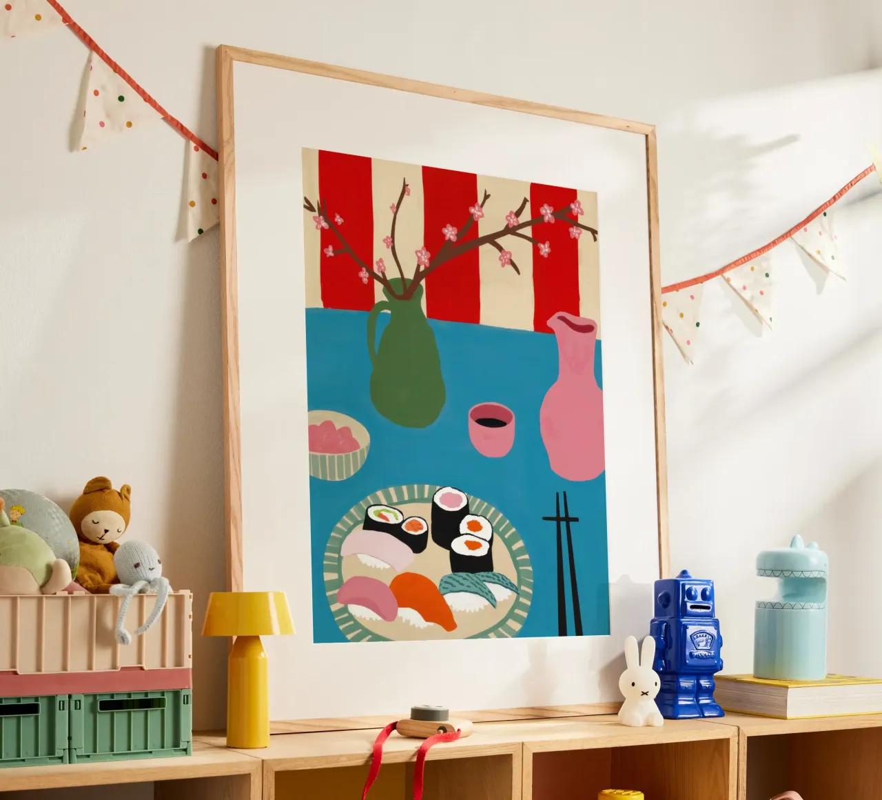 Piatto di sushi moderno poster con telaio in plastica da Snow Mist