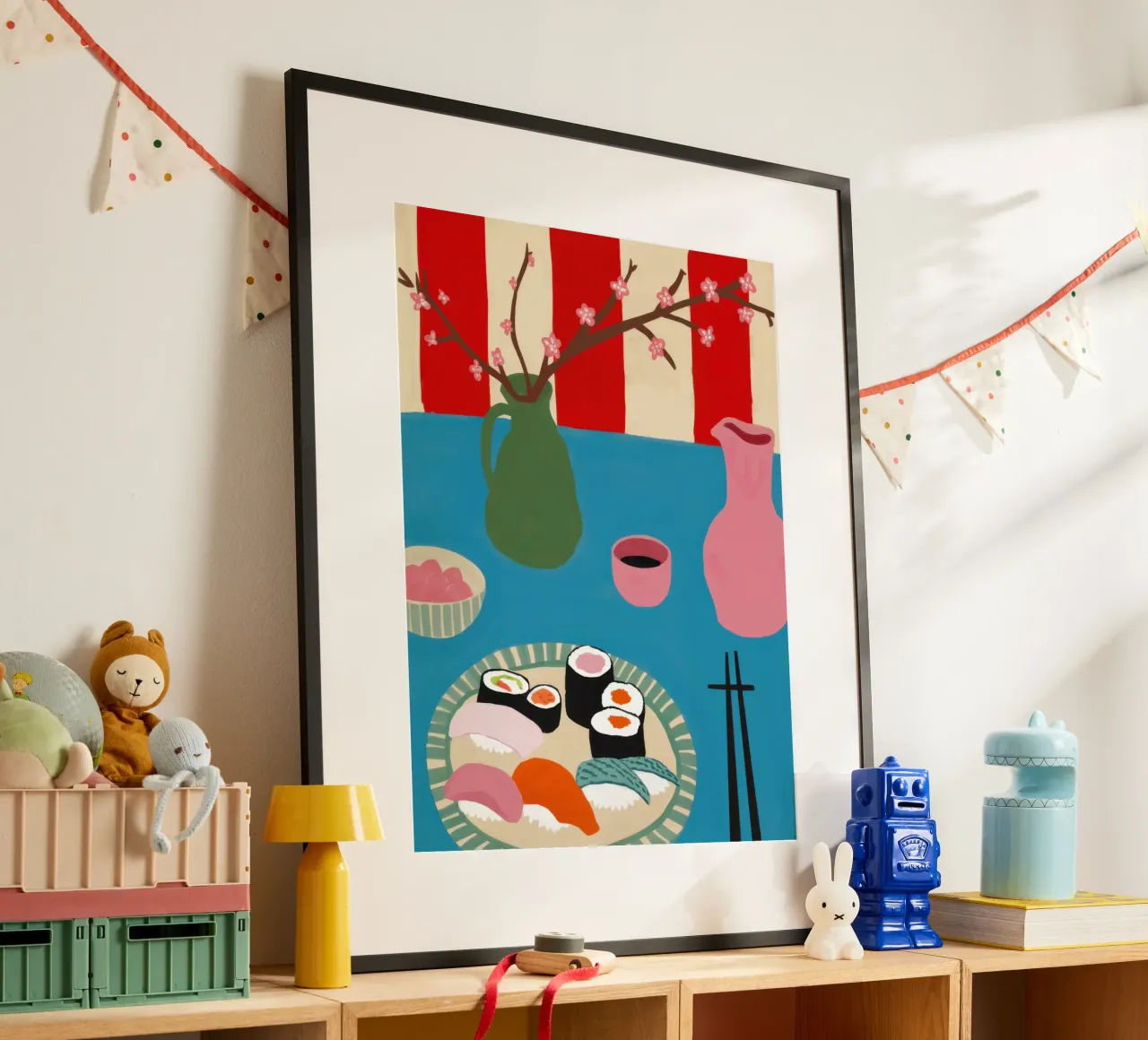Piatto di sushi moderno poster con telaio in plastica da Snow Mist