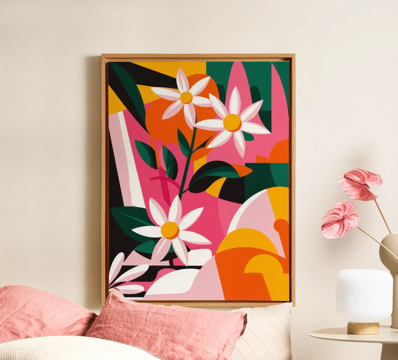 Wildflower Color Burst canvas with Floater frame by Bara Suara