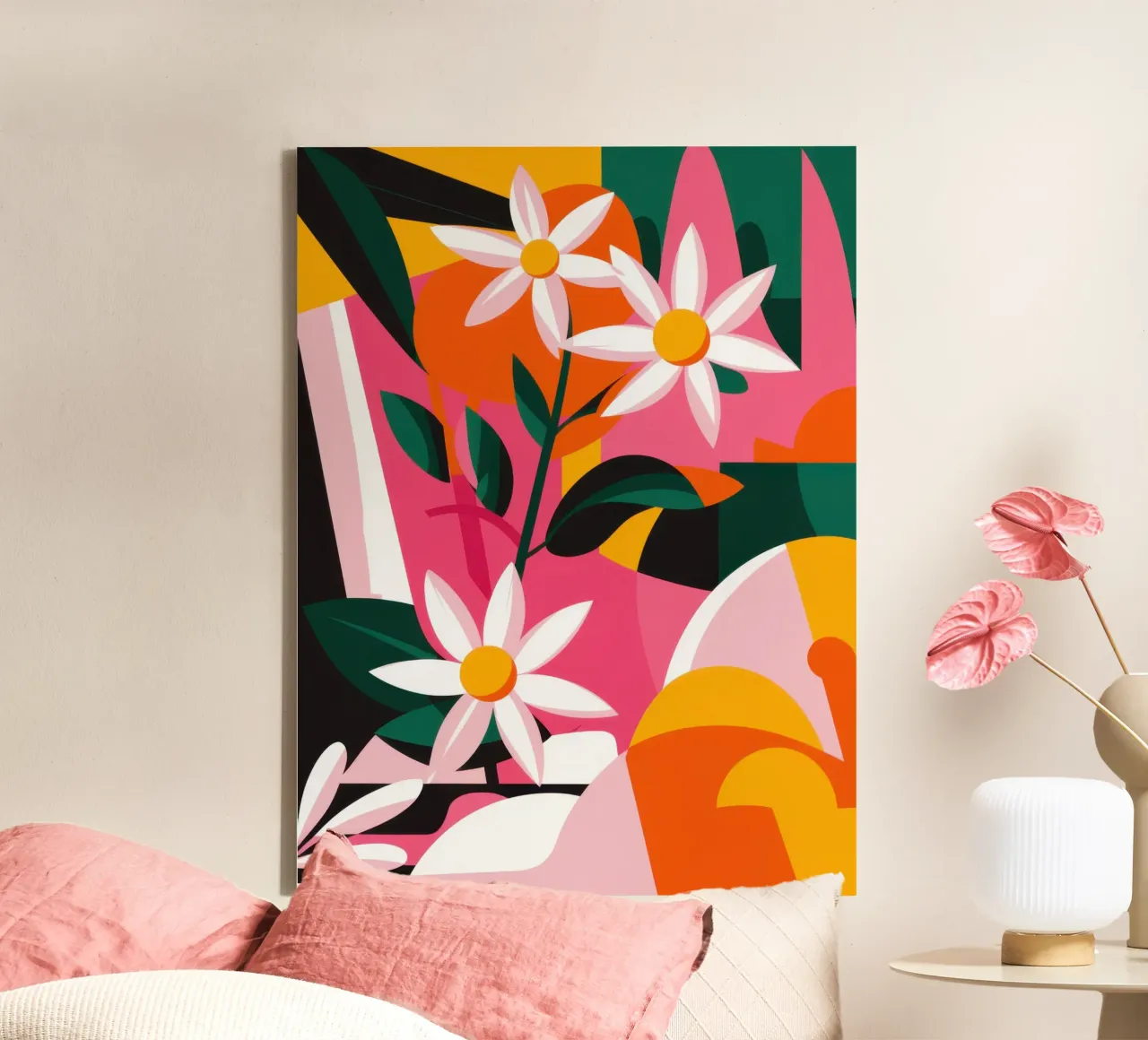 Wildflower Color Burst canvas with Floater frame by Bara Suara