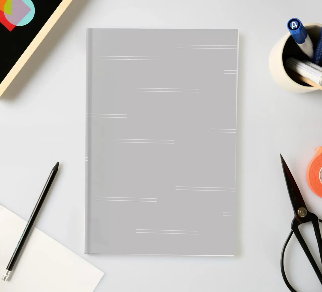 Minimal Abstract Mudcloth Double Lines | White on Light Grey notebook by Beauty in Simplicity