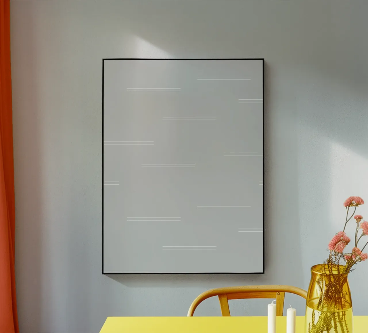 Mudcloth astratto minimale Linee doppie | Bianco su grigio chiaro plexiglass da Beauty in Simplicity