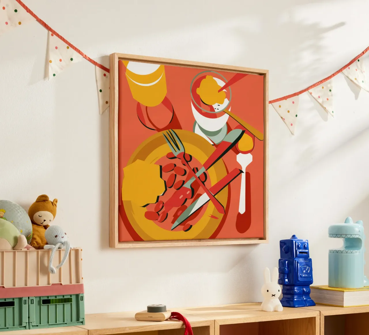 Skewers and Chopsticks canvas with Floater frame by Snow Mist