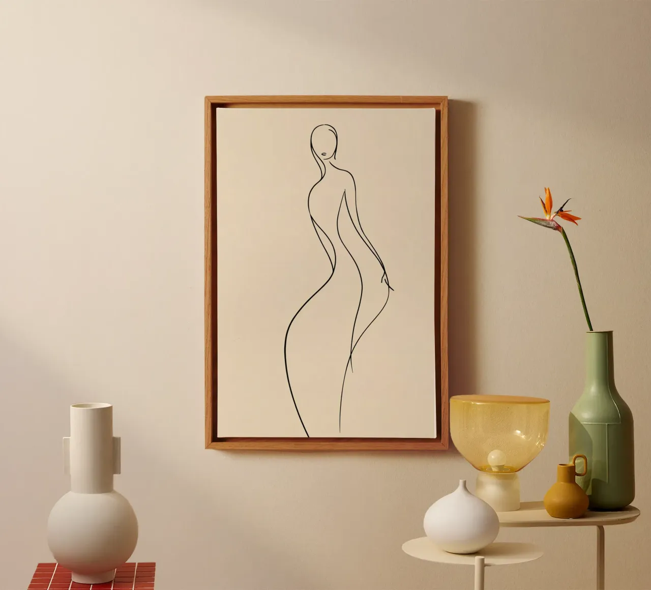 Line Drawing of a Woman's body canvas with Floater frame by DesignDoodle