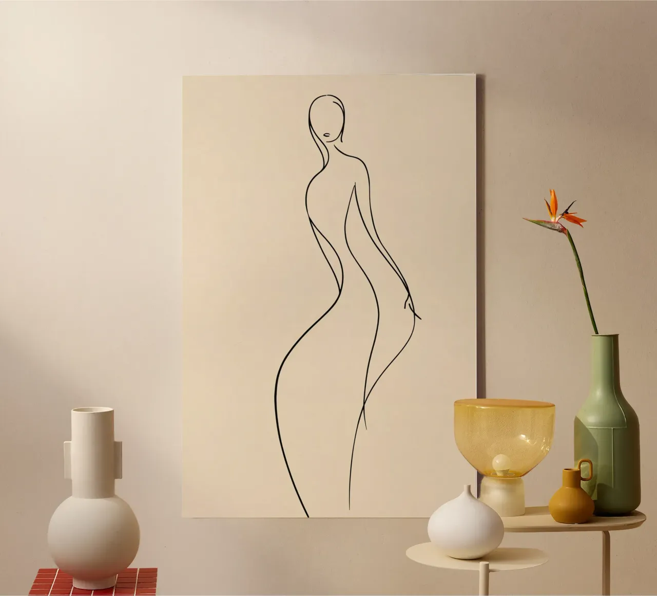 Line Drawing of a Woman's body canvas with Floater frame by DesignDoodle