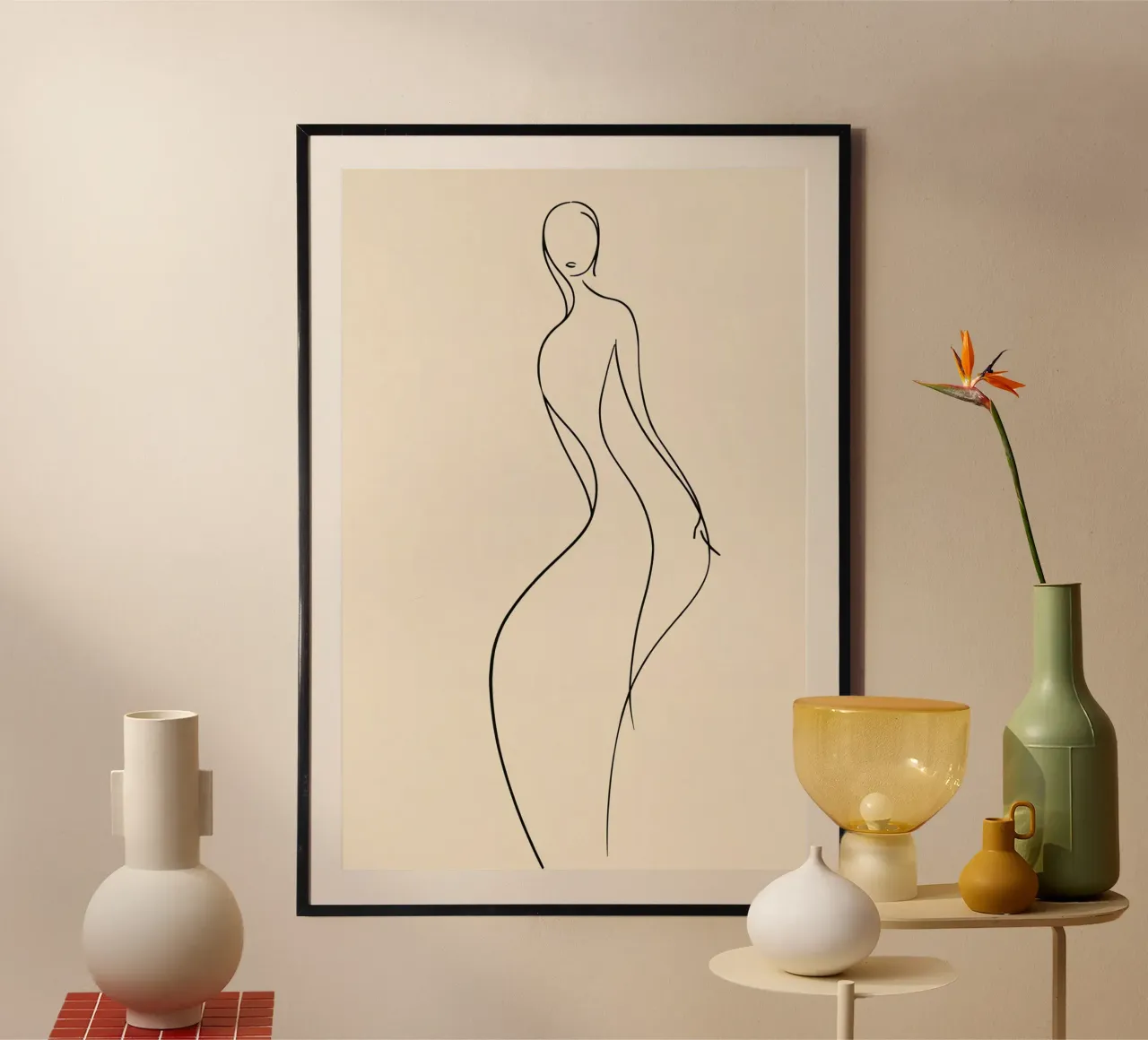 Dessin au trait du corps d'une femme poster de DesignDoodle