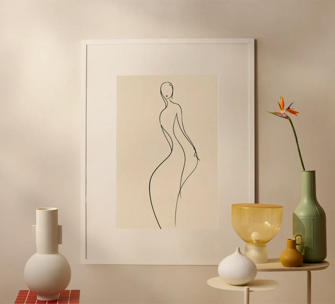 Dessin au trait du corps d'une femme poster de DesignDoodle