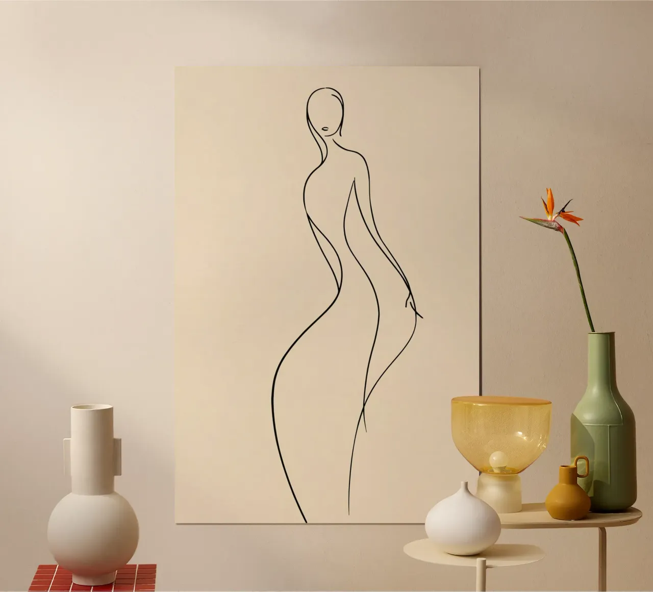 Dessin au trait du corps d'une femme poster de DesignDoodle