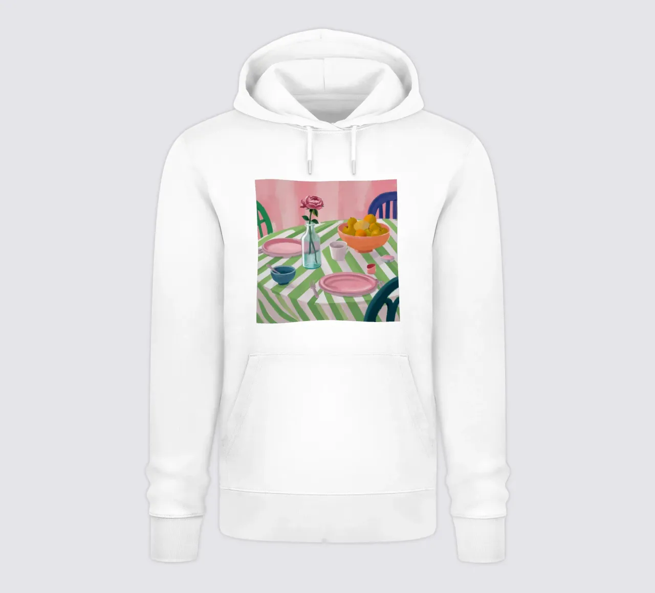 Rosa da tavolo a zig zag felpa con cappuccio da Snow Mist