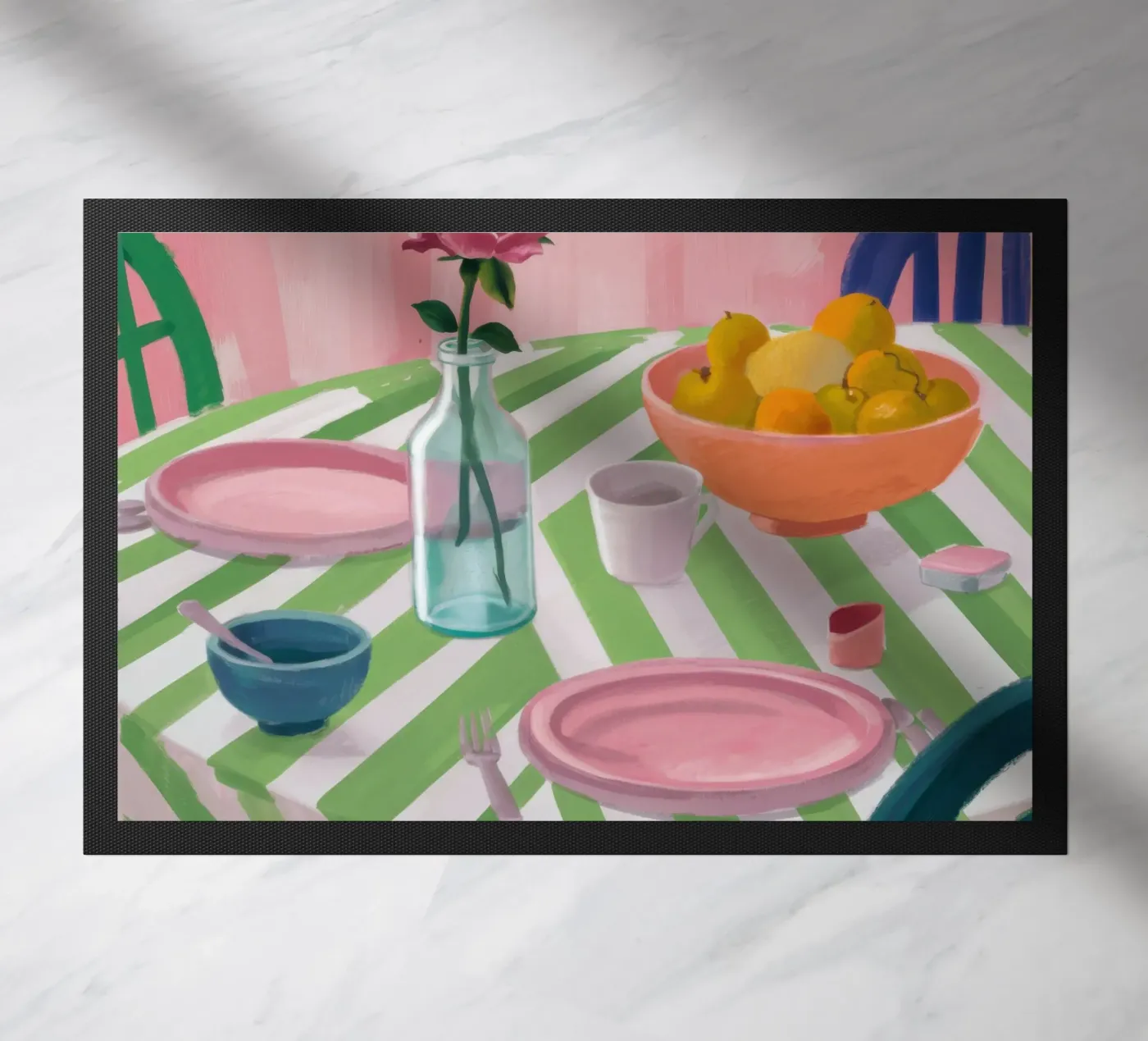 Zigzag Table Rose doormat by Snow Mist