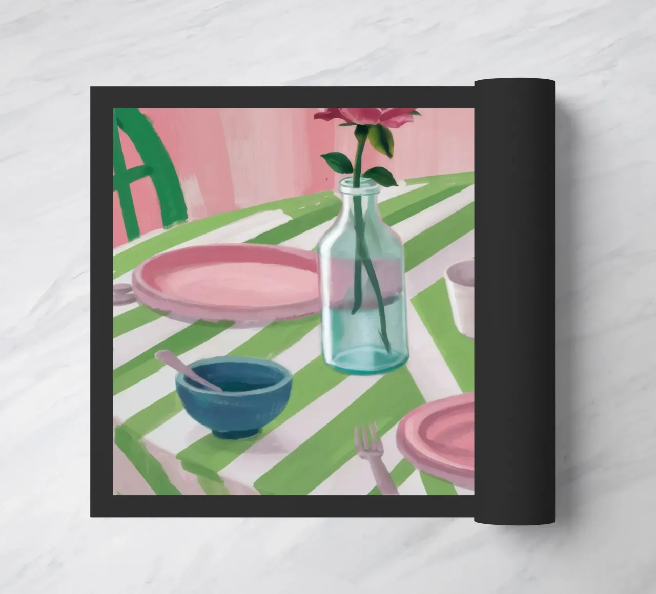 Zigzag Table Rose doormat by Snow Mist