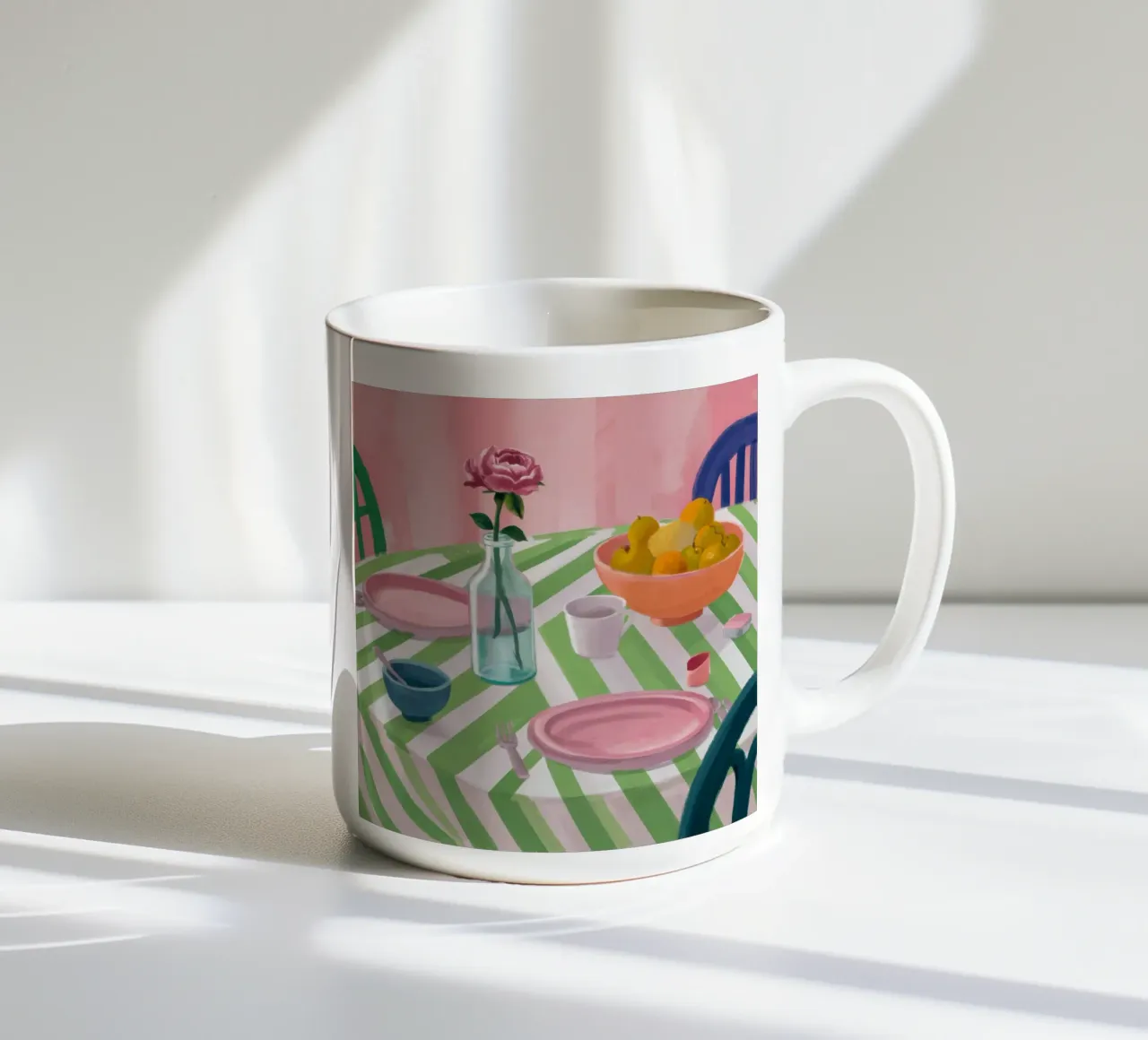 Rosa da tavolo a zig zag tazza in ceramica da Snow Mist