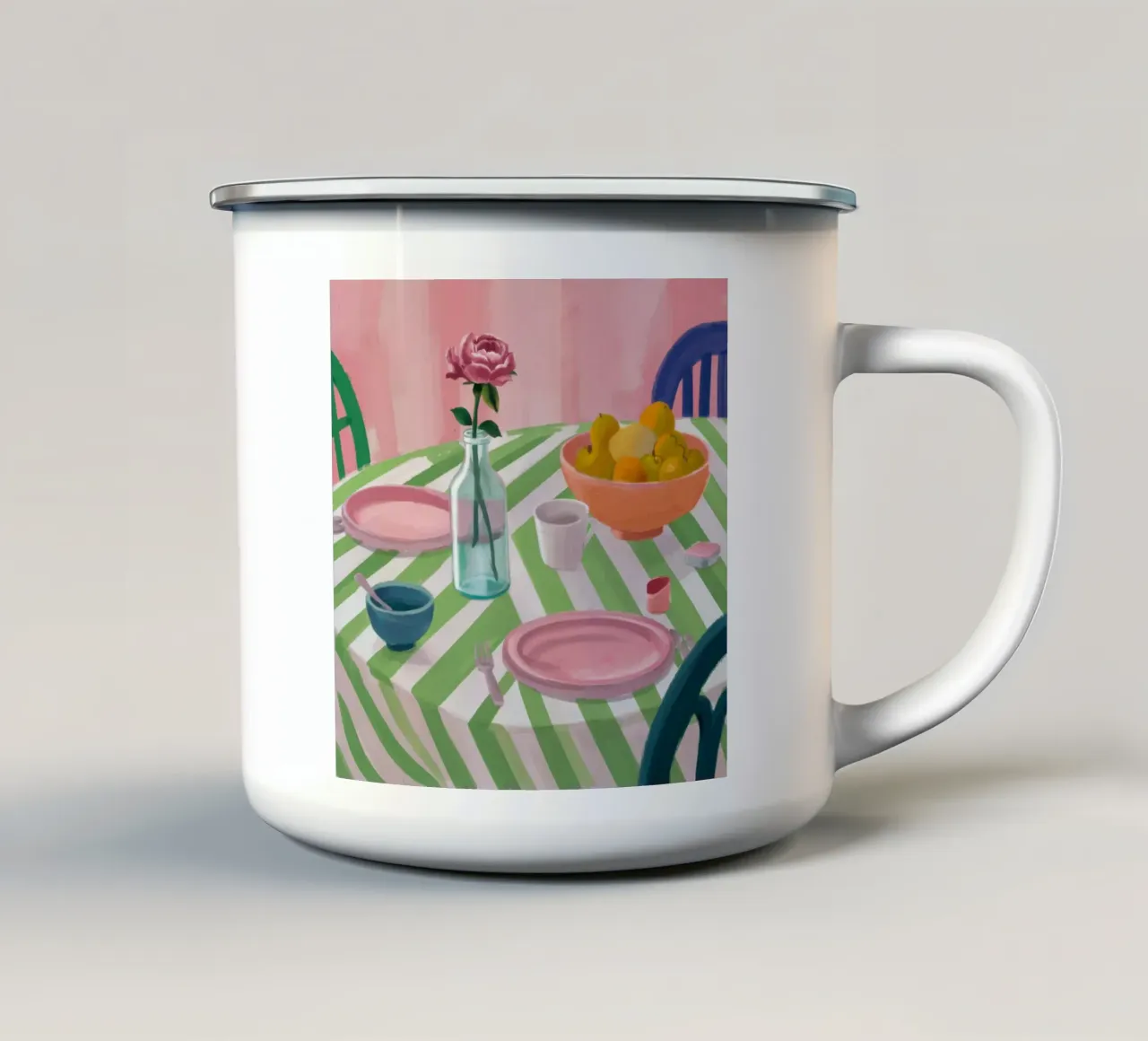 Rosa da tavolo a zig zag tazza in smalto da Snow Mist